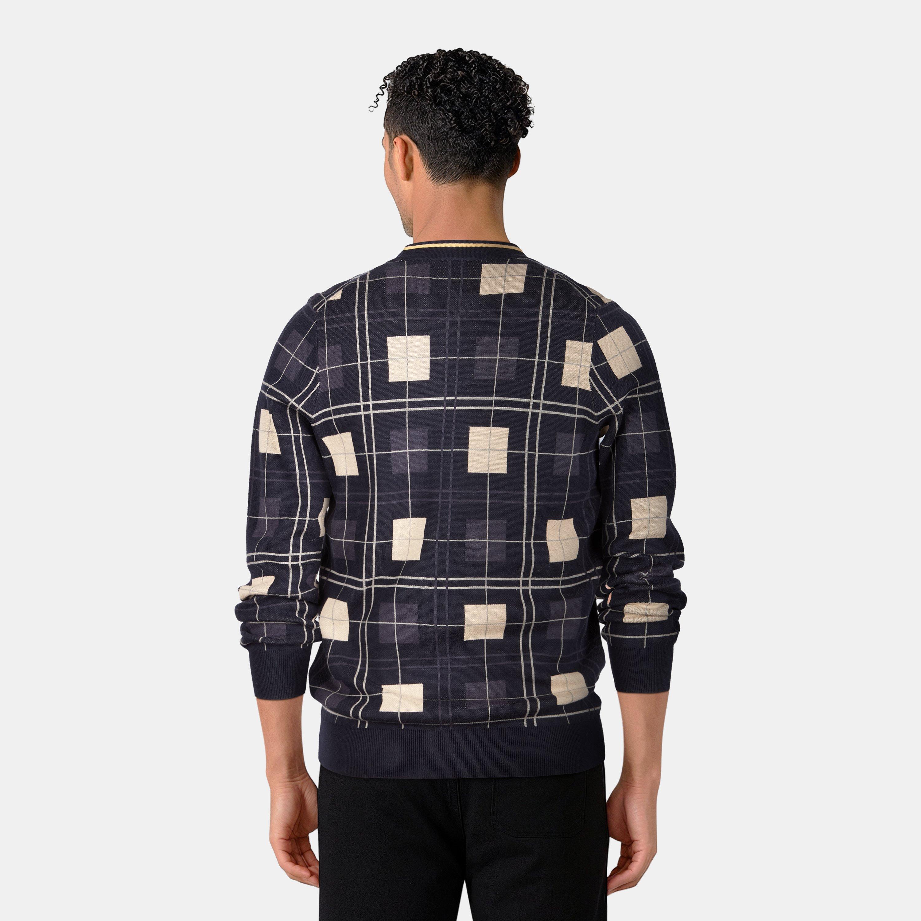 Dark Navy - Lyle and Scott - Men's Grid Cardigan - 3