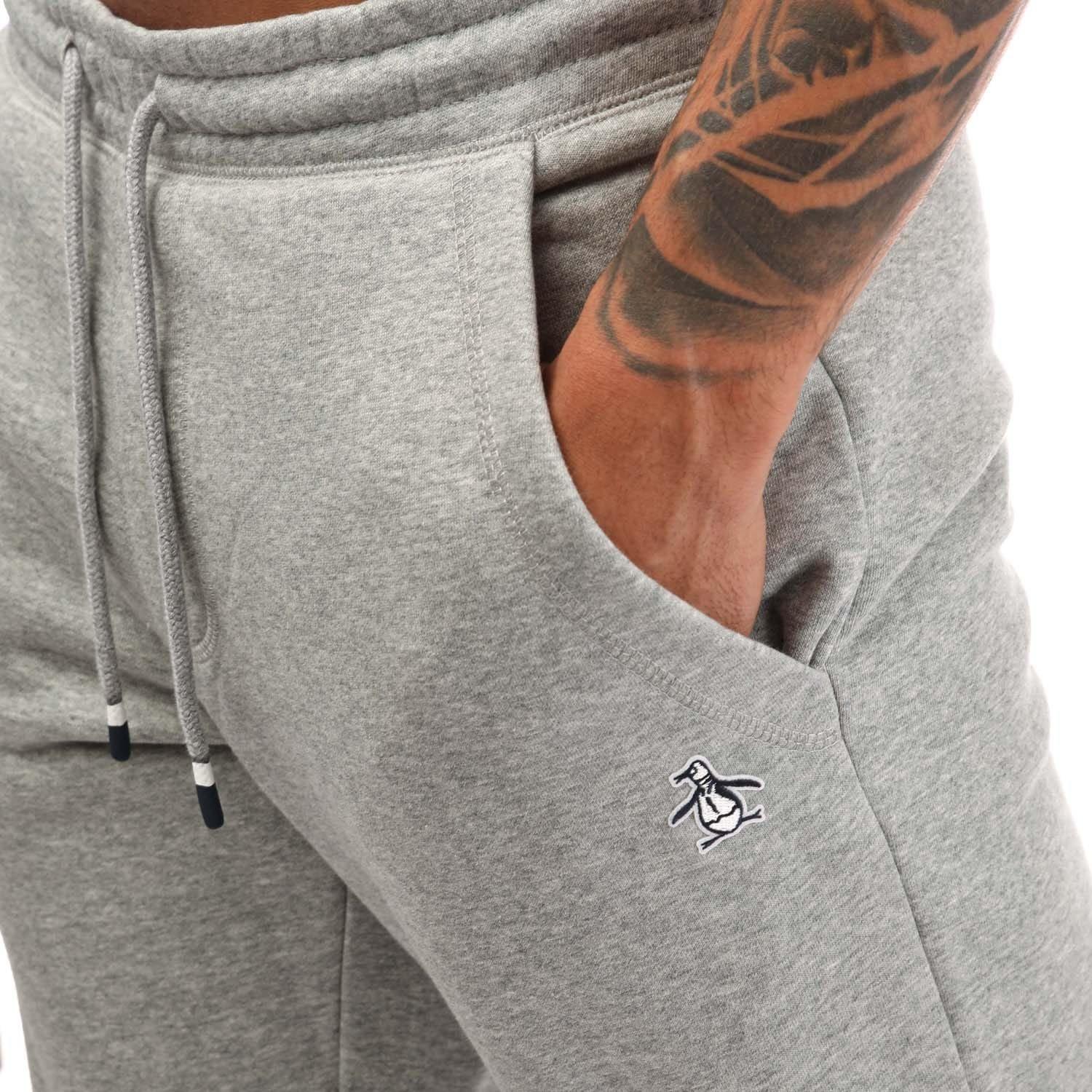 Grey - Original Penguin - Sticker Pete Fleece Jogging Pants - 3