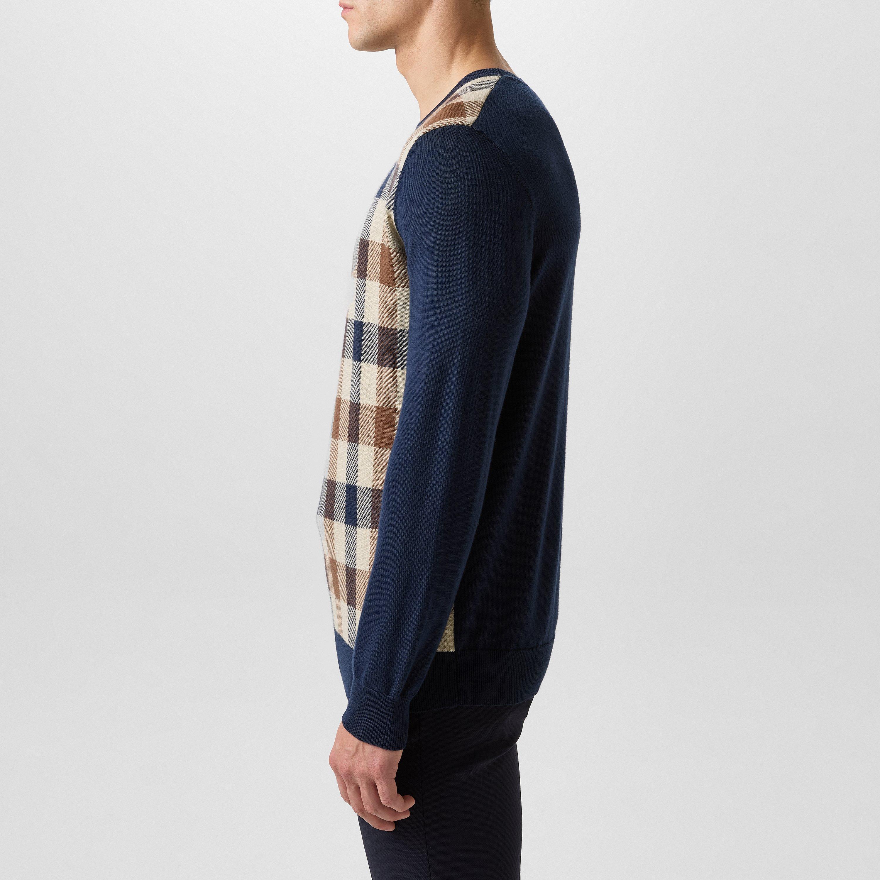Navy - Aquascutum - Check Jumper - 2
