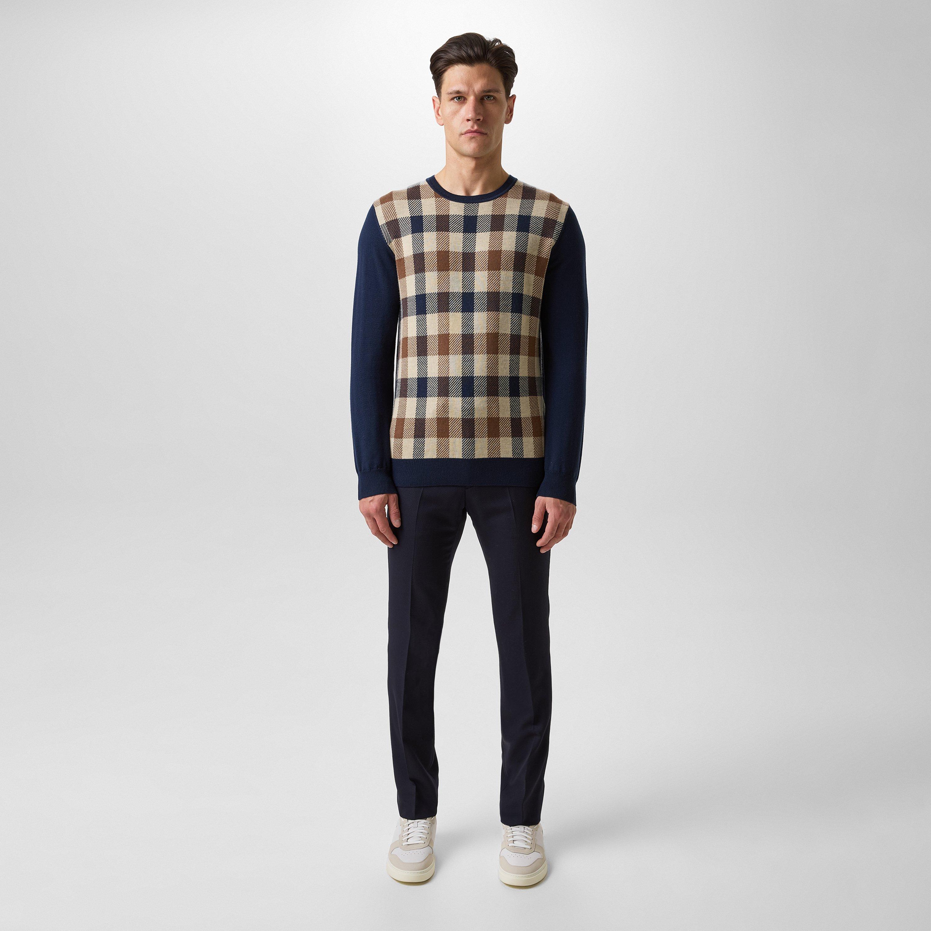 Navy - Aquascutum - Check Jumper - 4