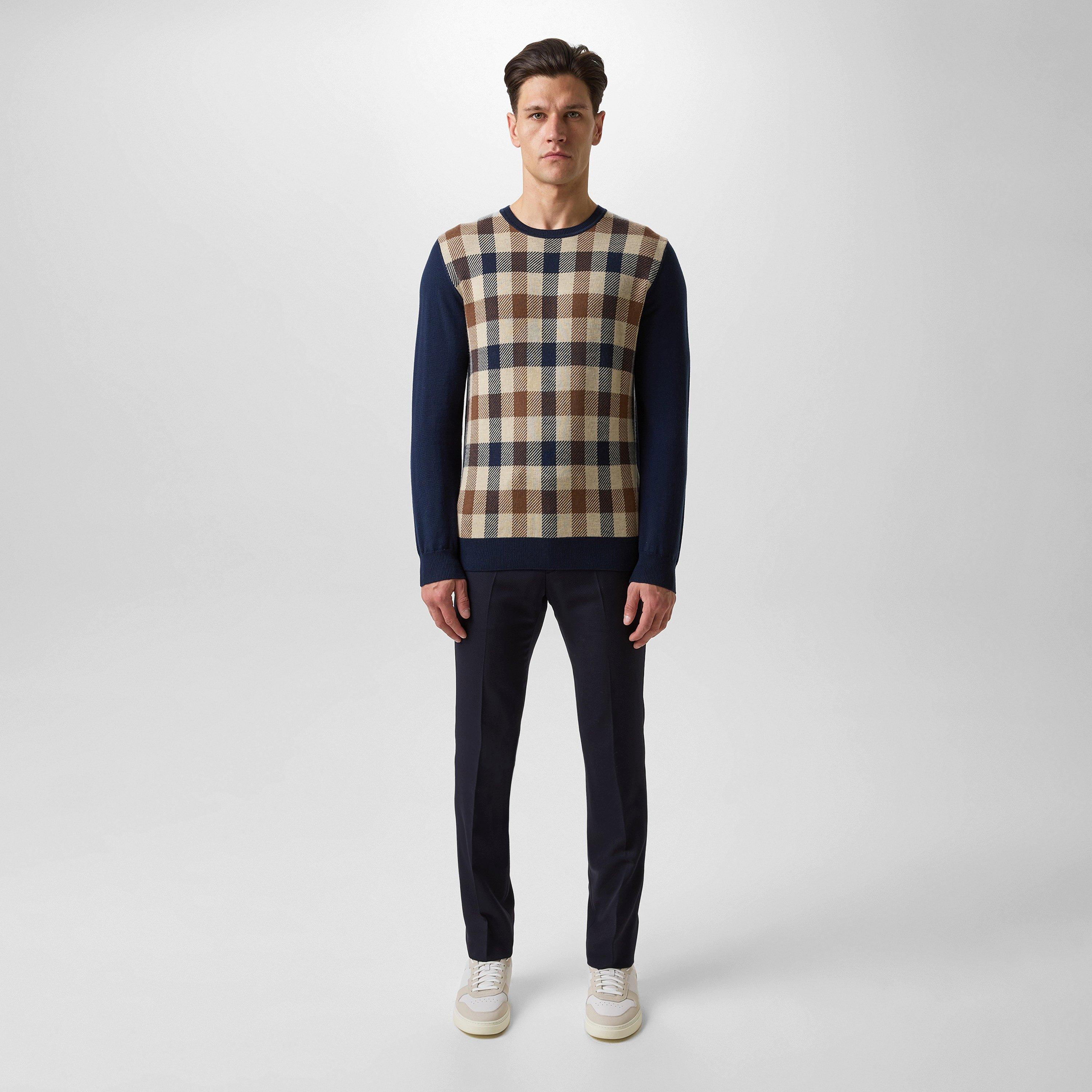 Navy - Aquascutum - Check Jumper - 6