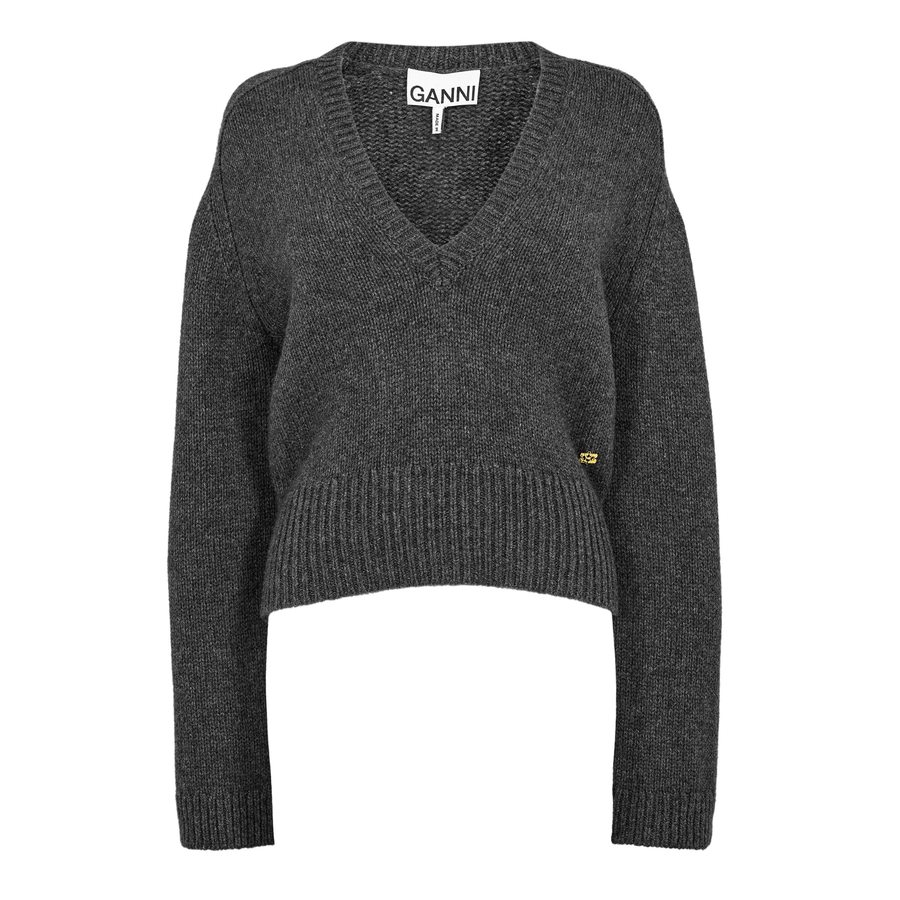 Phantom - Ganni - Women's Wool Yak V-Neck Jumper - 1