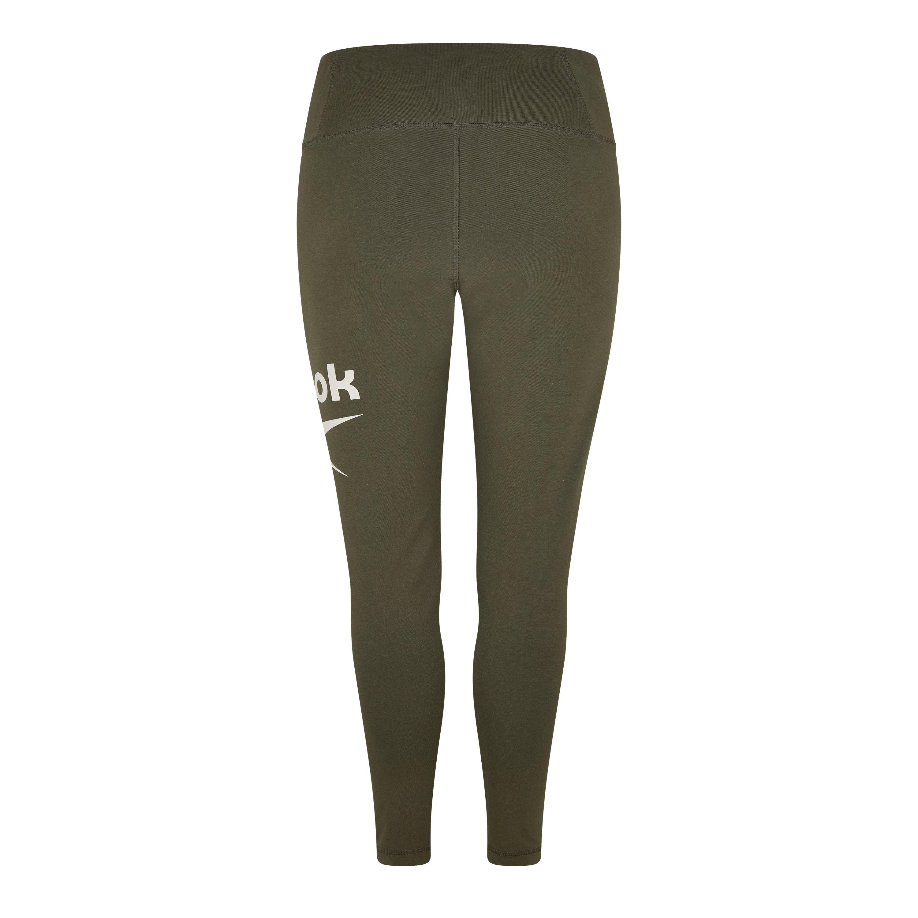 Verde militar - Reebok - Logo Cotton Leggings Womens - 2