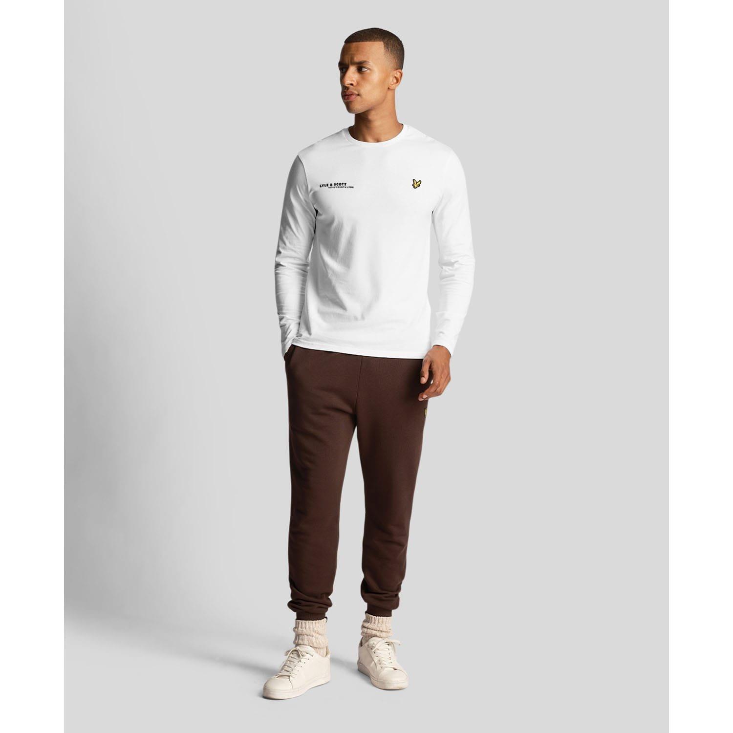 White - Lyle and Scott - Co-Ordinate Print Plain Long Sleeve T-Shirt - 2