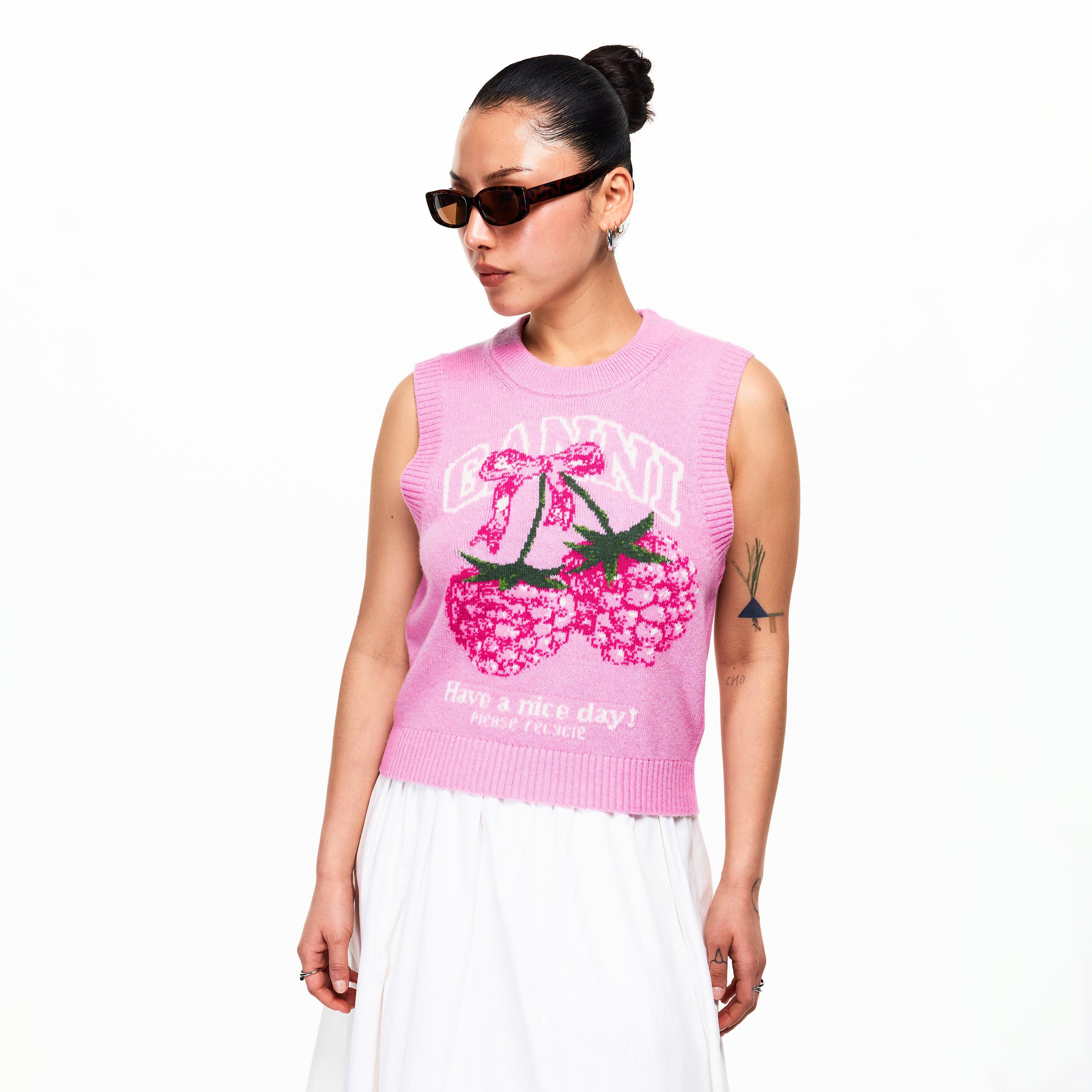 Chalk Pink - Ganni - Ganni Graphic Vest Ld62 - 3