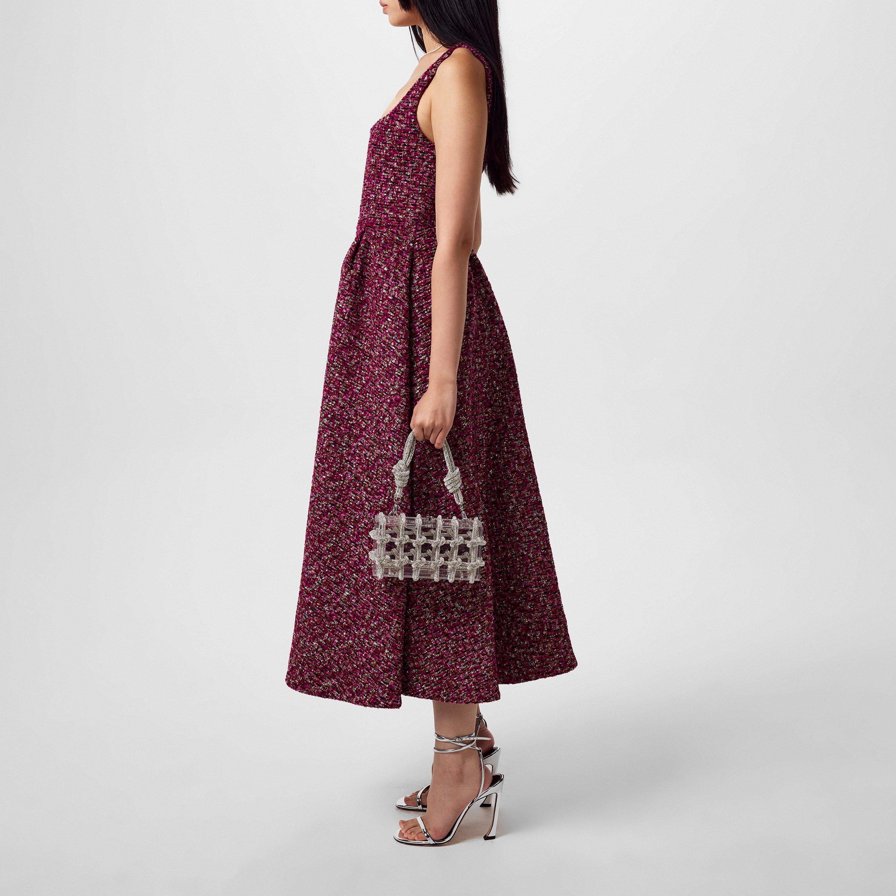 Purple/Black - Alessandra Rich - Sequin-Embellished Tweed Mini Dress - 2