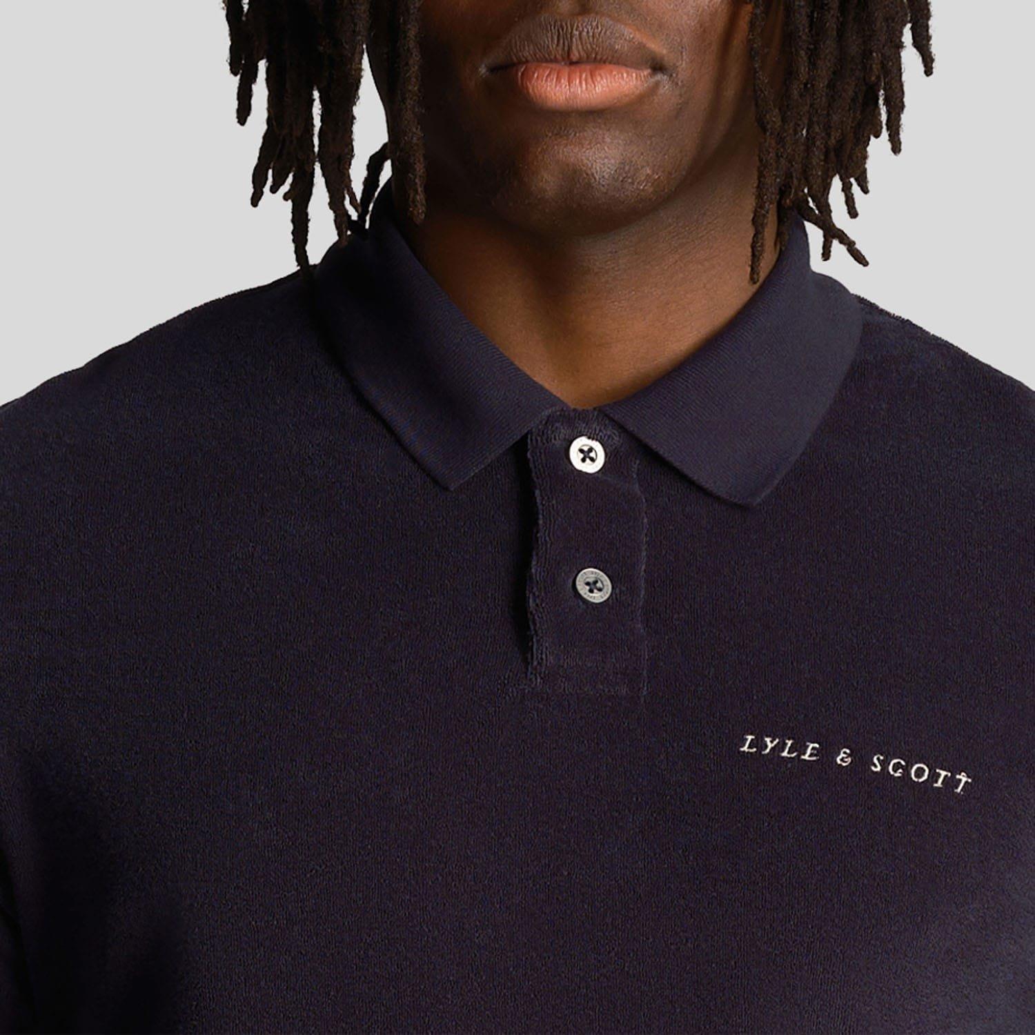 Navy - Lyle and Scott - Towelling Polo Shirt - 4