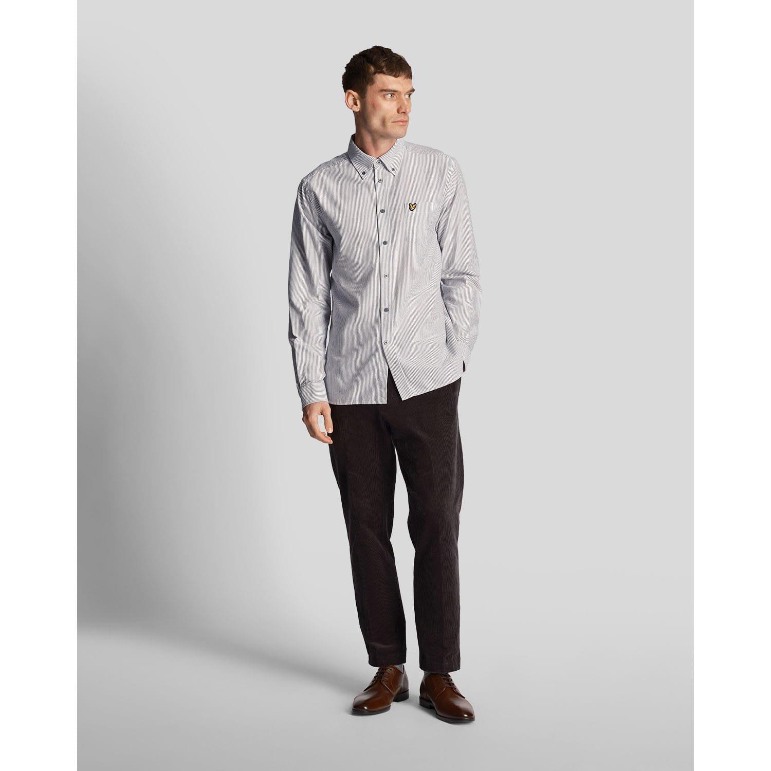 Grey White - Lyle and Scott - Stripe Oxford Shirt - 2