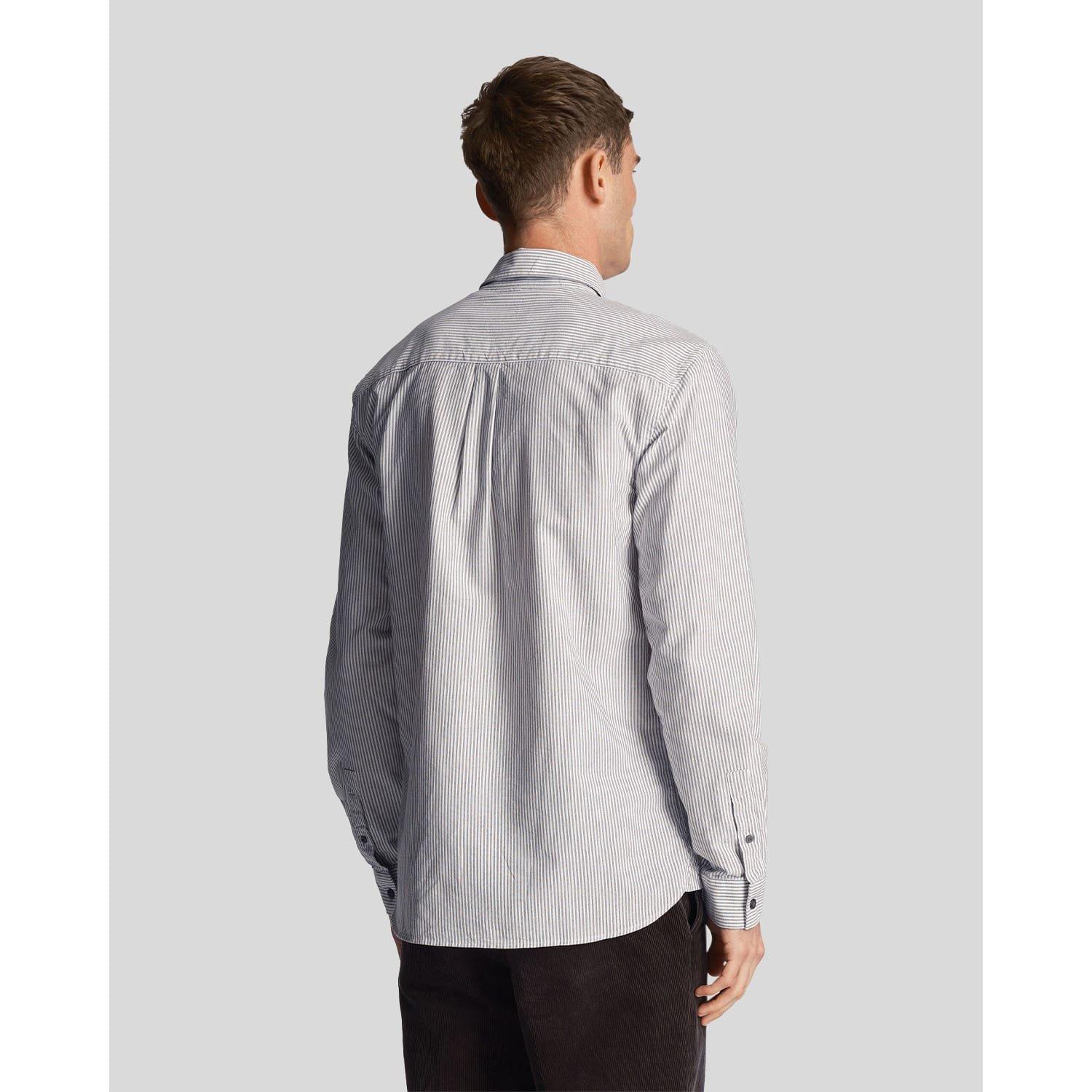 Grey White - Lyle and Scott - Stripe Oxford Shirt - 3