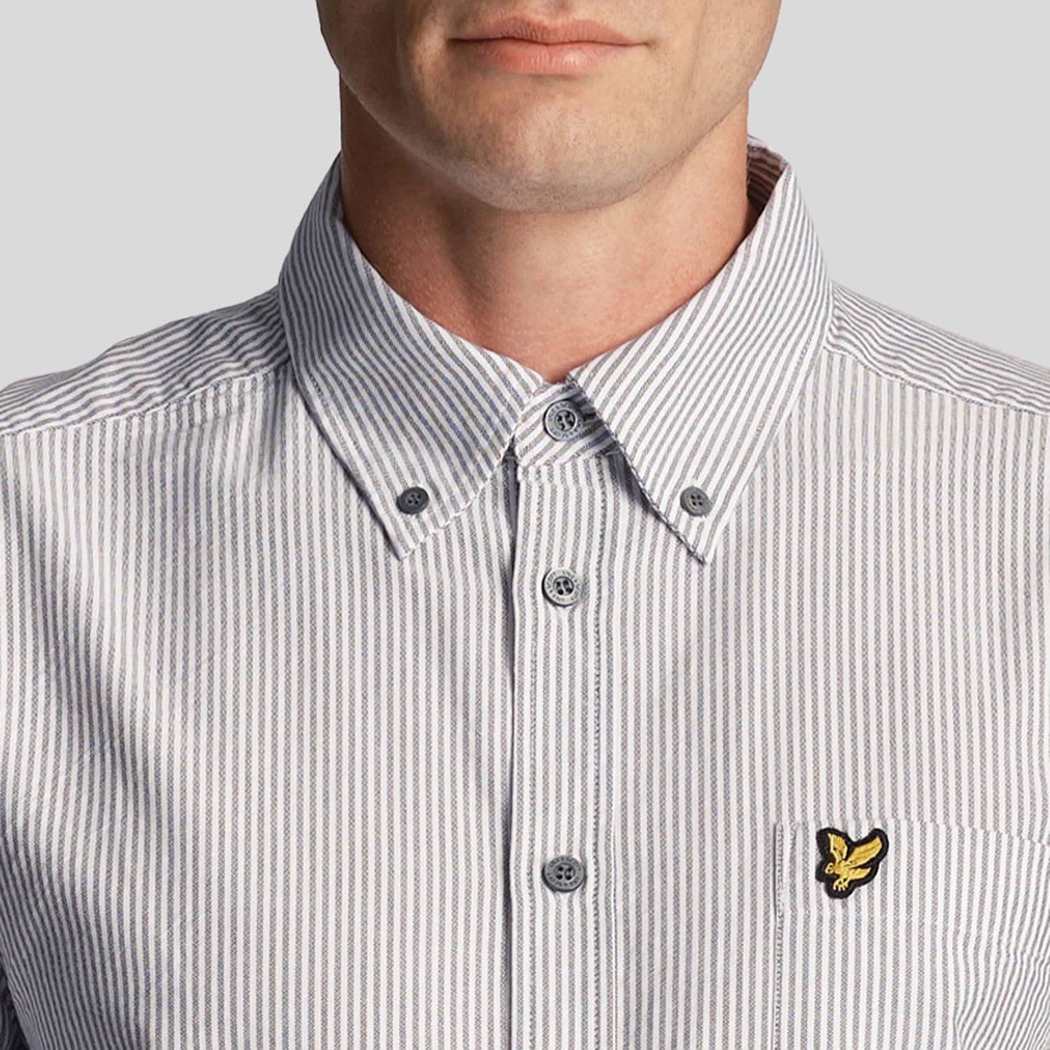 Grey White - Lyle and Scott - Stripe Oxford Shirt - 4