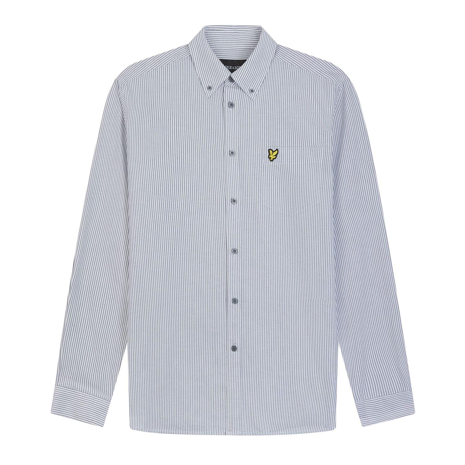 Grey White - Lyle and Scott - Stripe Oxford Shirt - 5