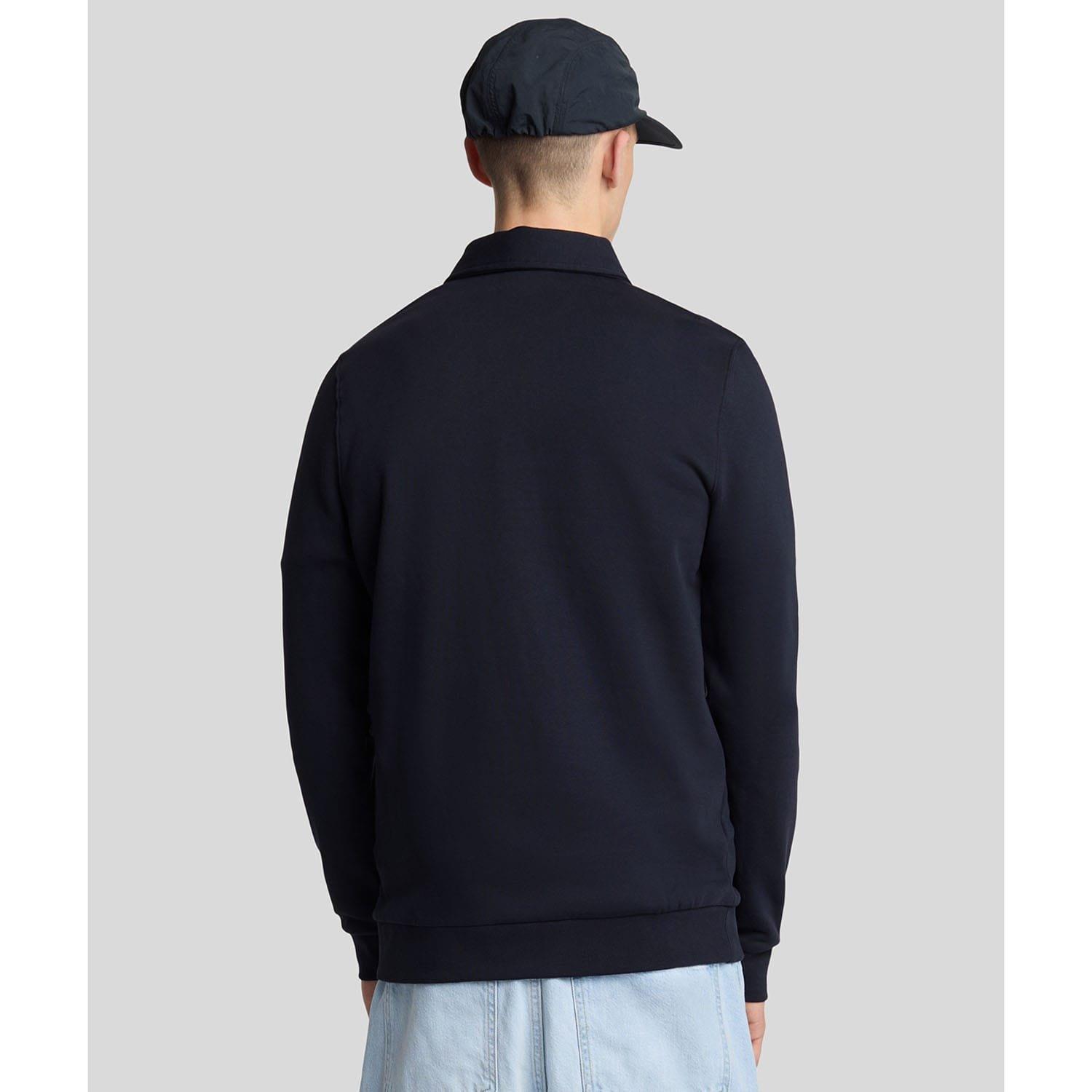 Navy - Lyle and Scott - Embroidered Collared Quarter Zip Sweatshirt - 3