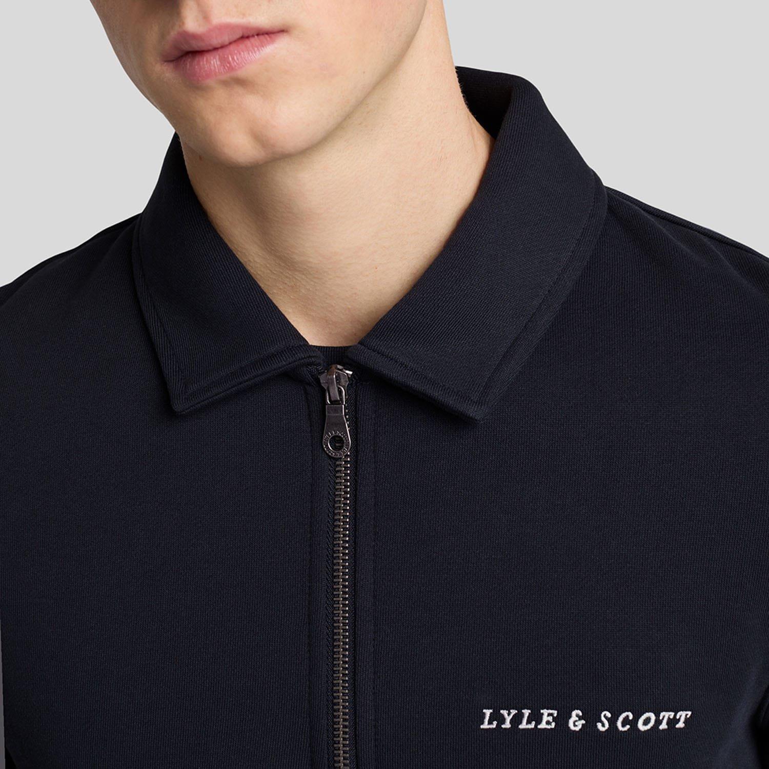 Navy - Lyle and Scott - Embroidered Collared Quarter Zip Sweatshirt - 4
