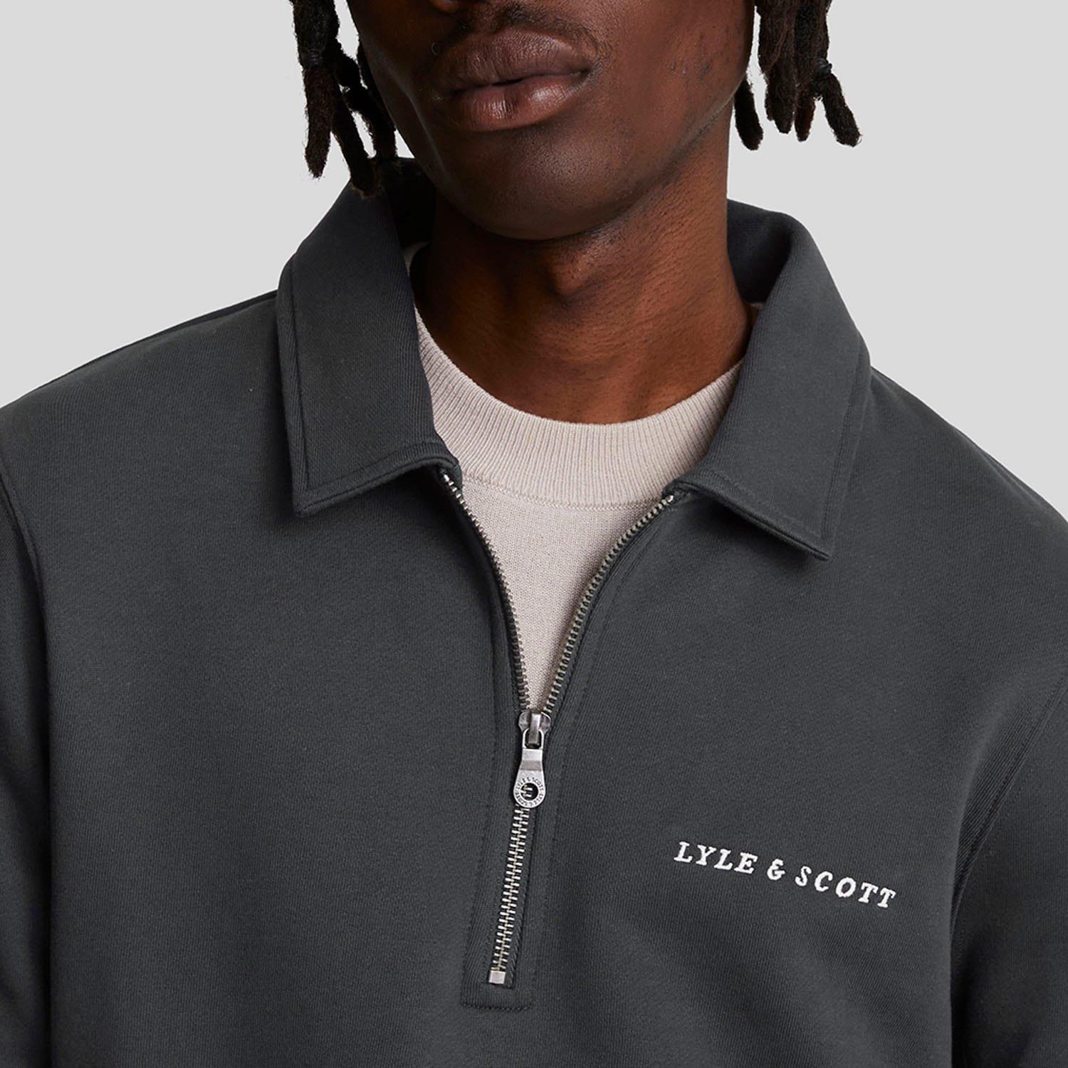 Gunmetal - Lyle and Scott - Embroidered Collared Quarter Zip Sweatshirt - 4
