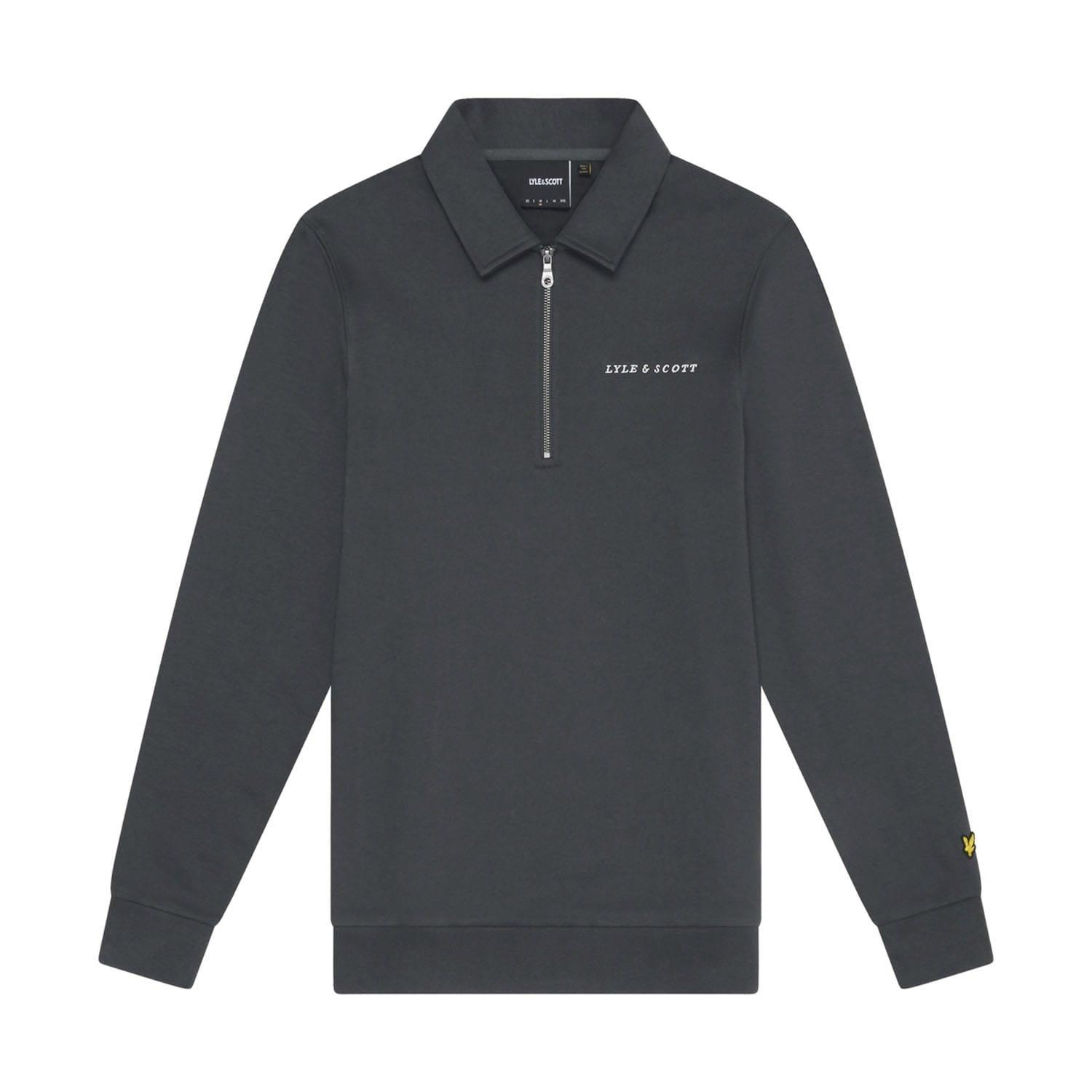 Gunmetal - Lyle and Scott - Embroidered Collared Quarter Zip Sweatshirt - 5