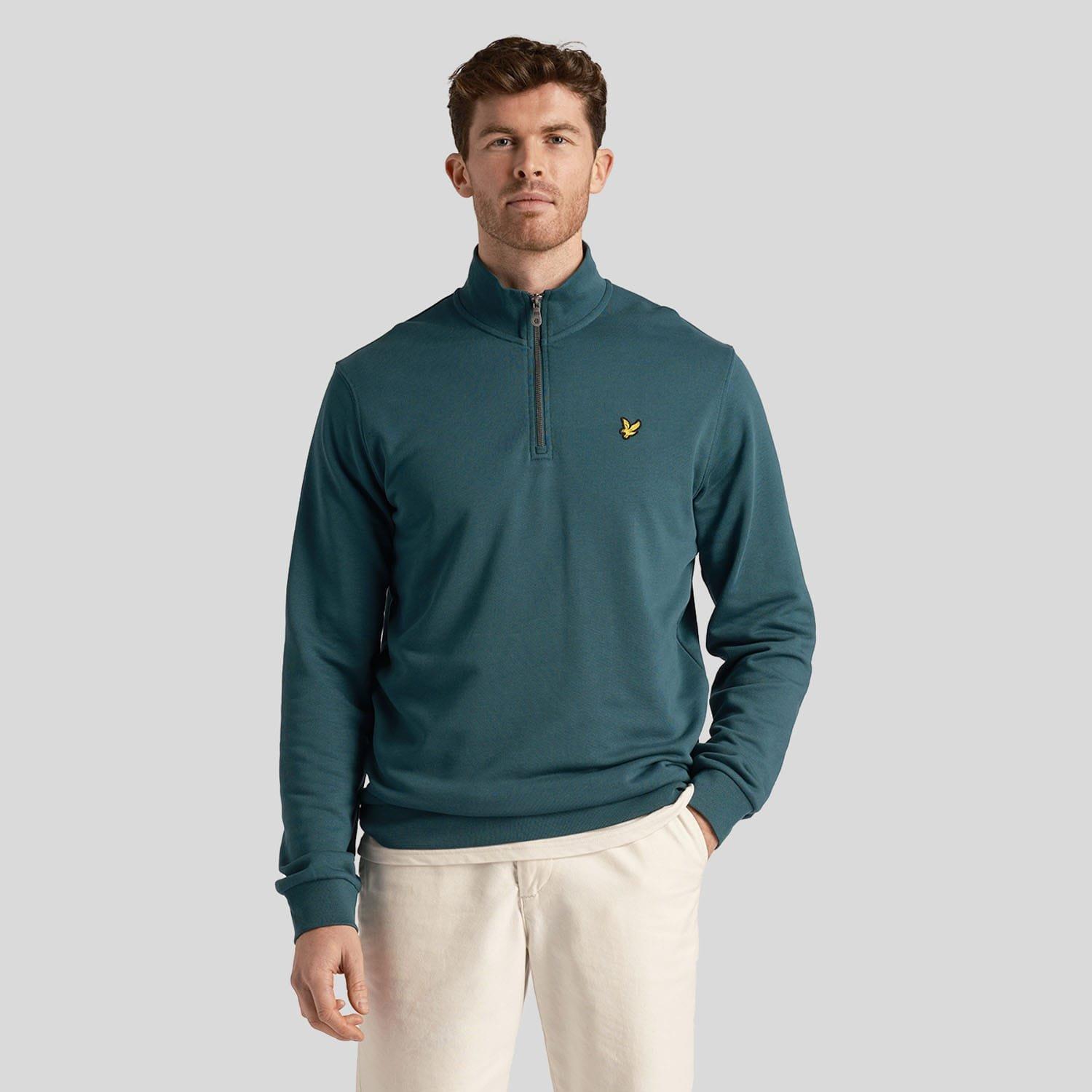 Green - Lyle and Scott - Loopback Quarter Zip Sweatshirt - 1
