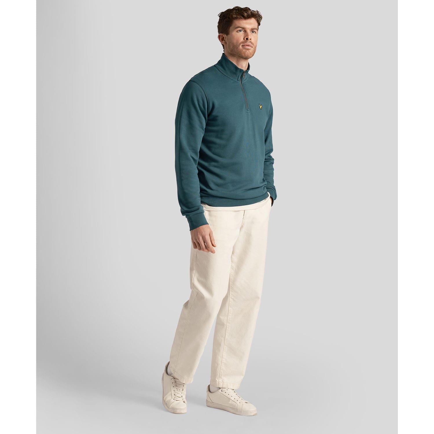 Green - Lyle and Scott - Loopback Quarter Zip Sweatshirt - 2