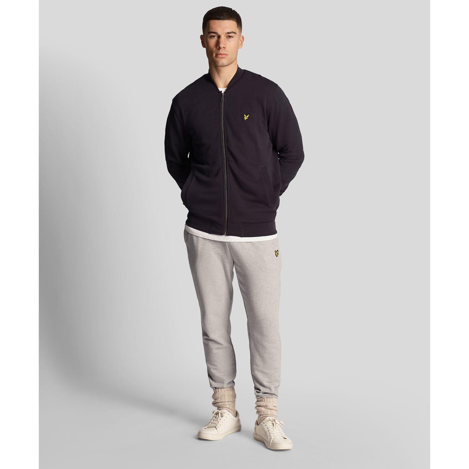 Navy - Lyle and Scott - Loopback Jersey Bomber Jacket - 2