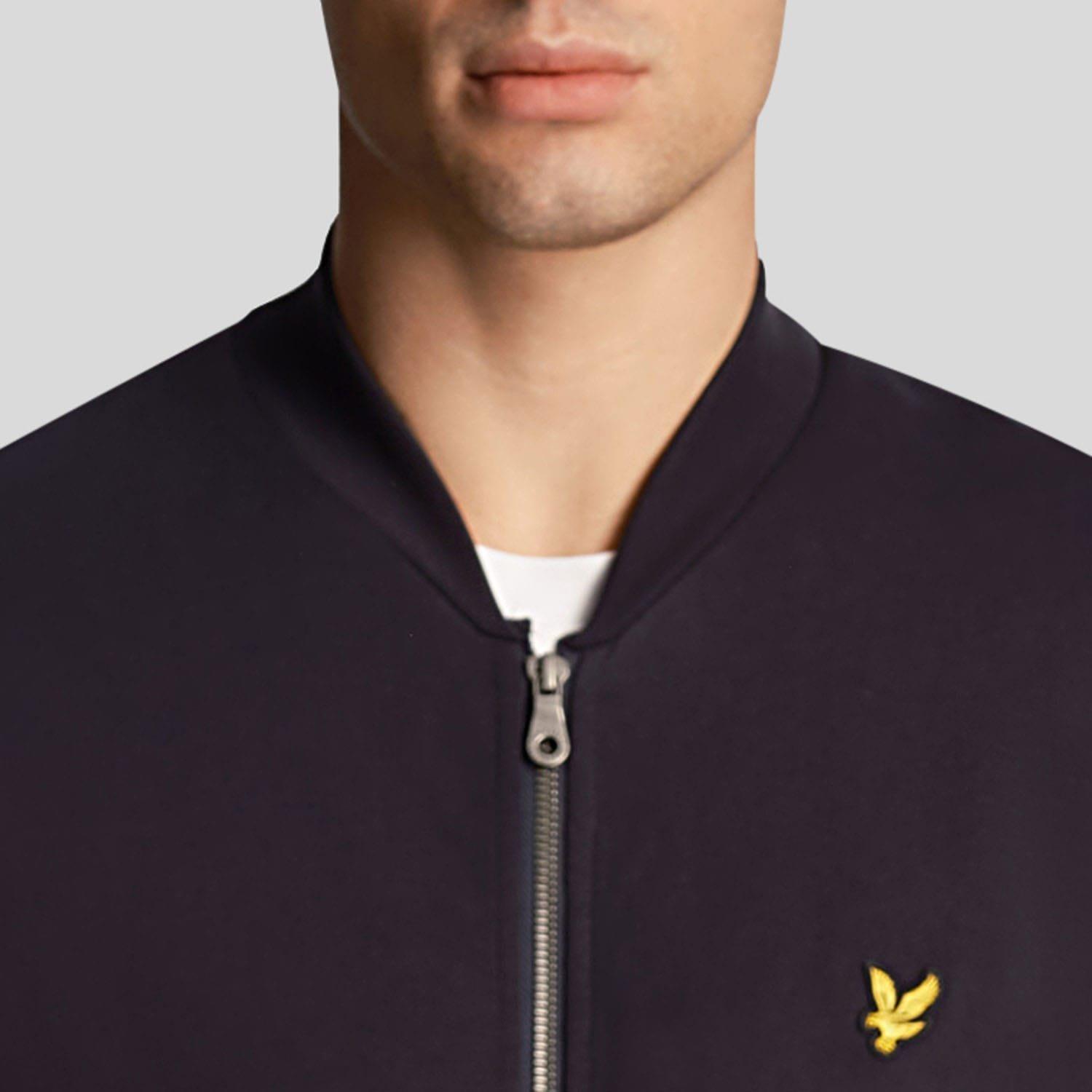 Navy - Lyle and Scott - Loopback Jersey Bomber Jacket - 4
