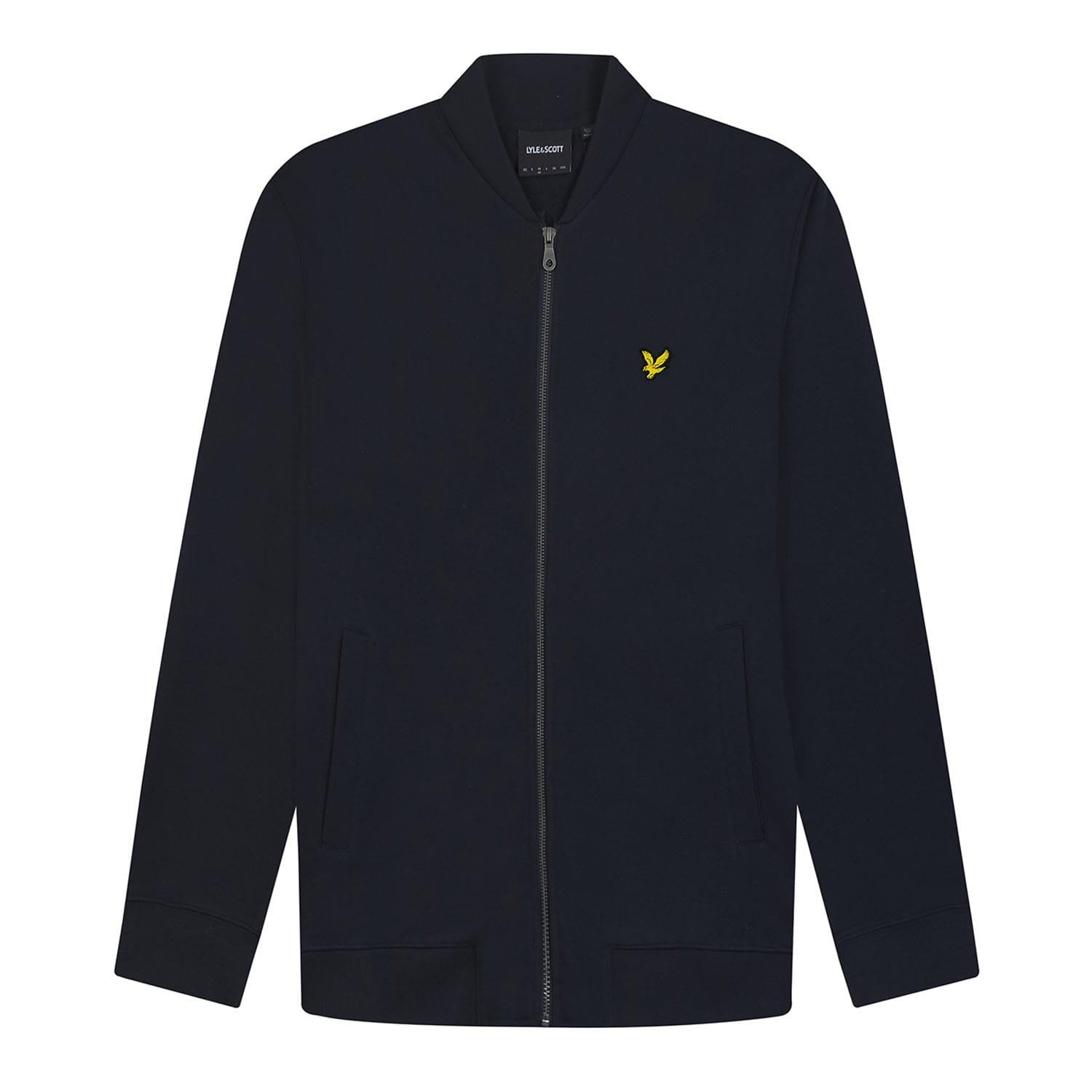 Navy - Lyle and Scott - Loopback Jersey Bomber Jacket - 5