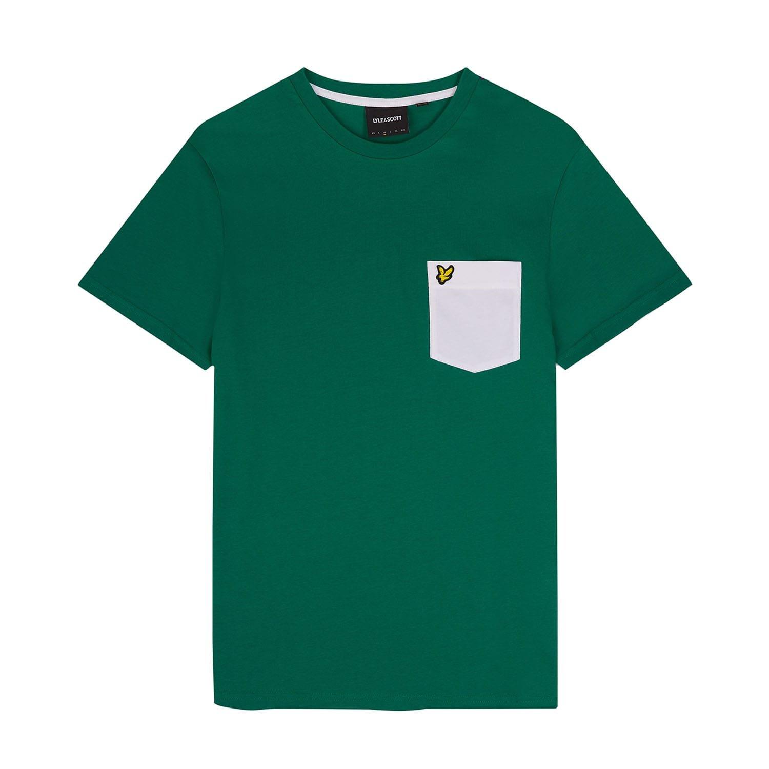 Green White - Lyle and Scott - Contrast Pocket T-Shirt - 5