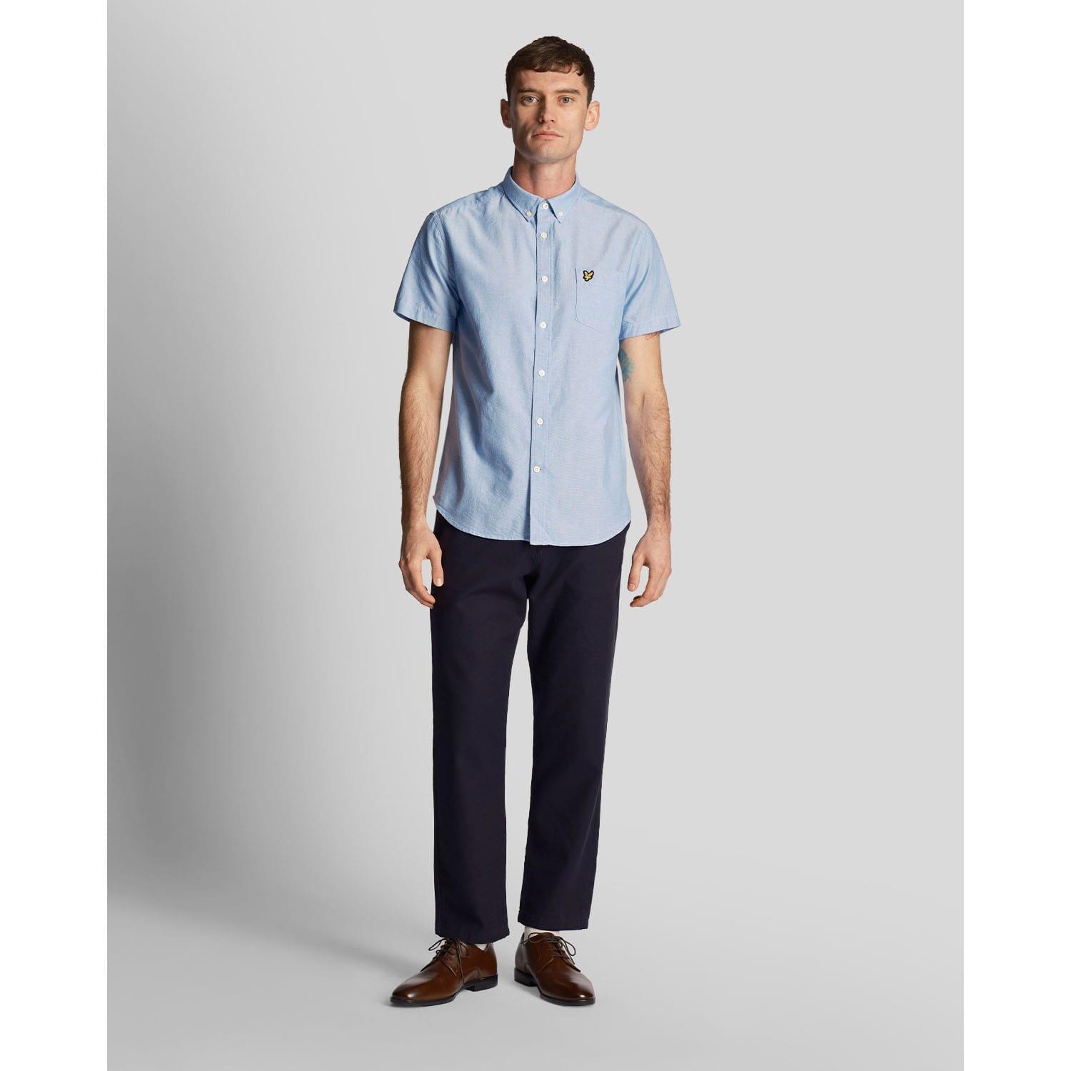 Blue - Lyle and Scott - Short Sleeve Oxford Shirt - 2
