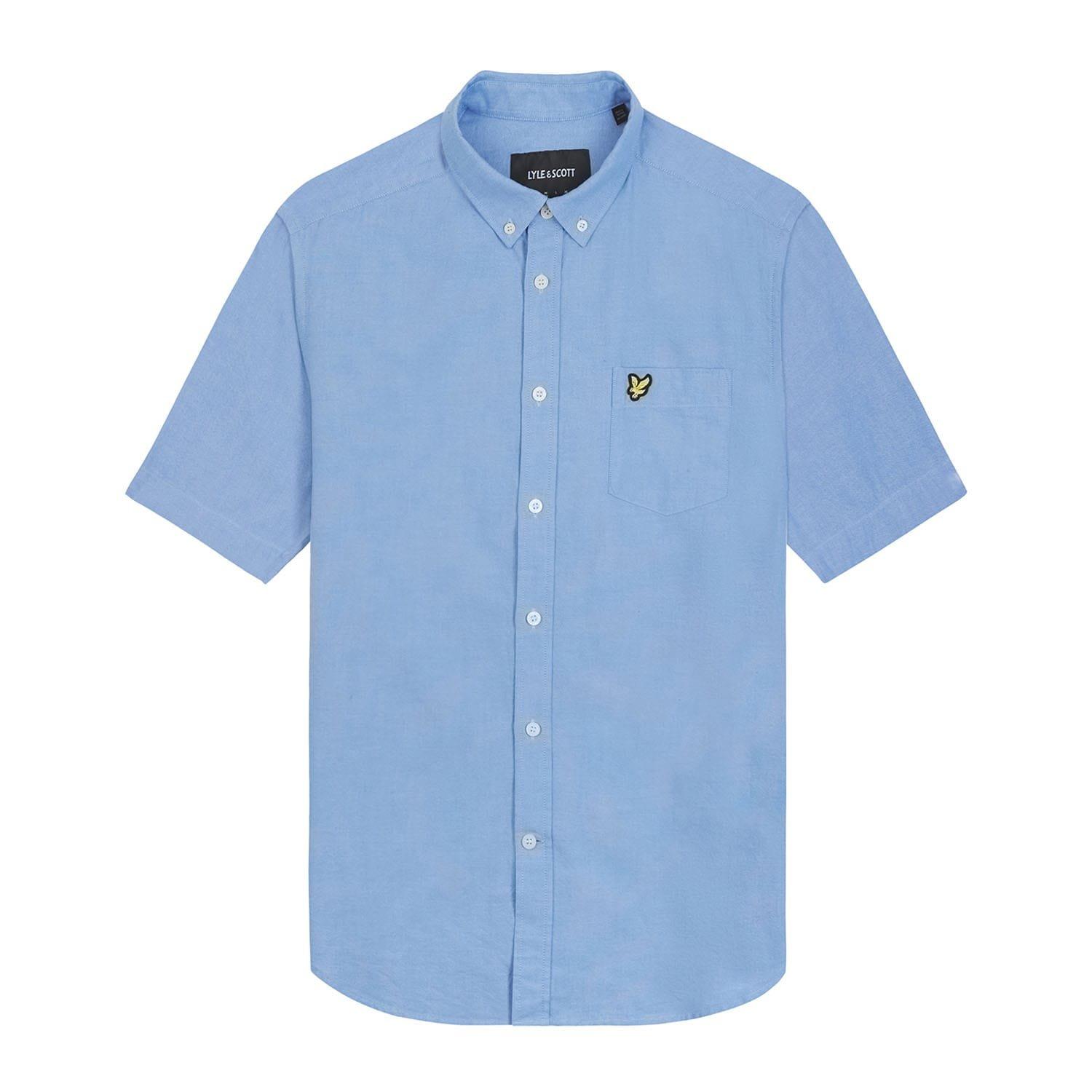 Blue - Lyle and Scott - Short Sleeve Oxford Shirt - 5