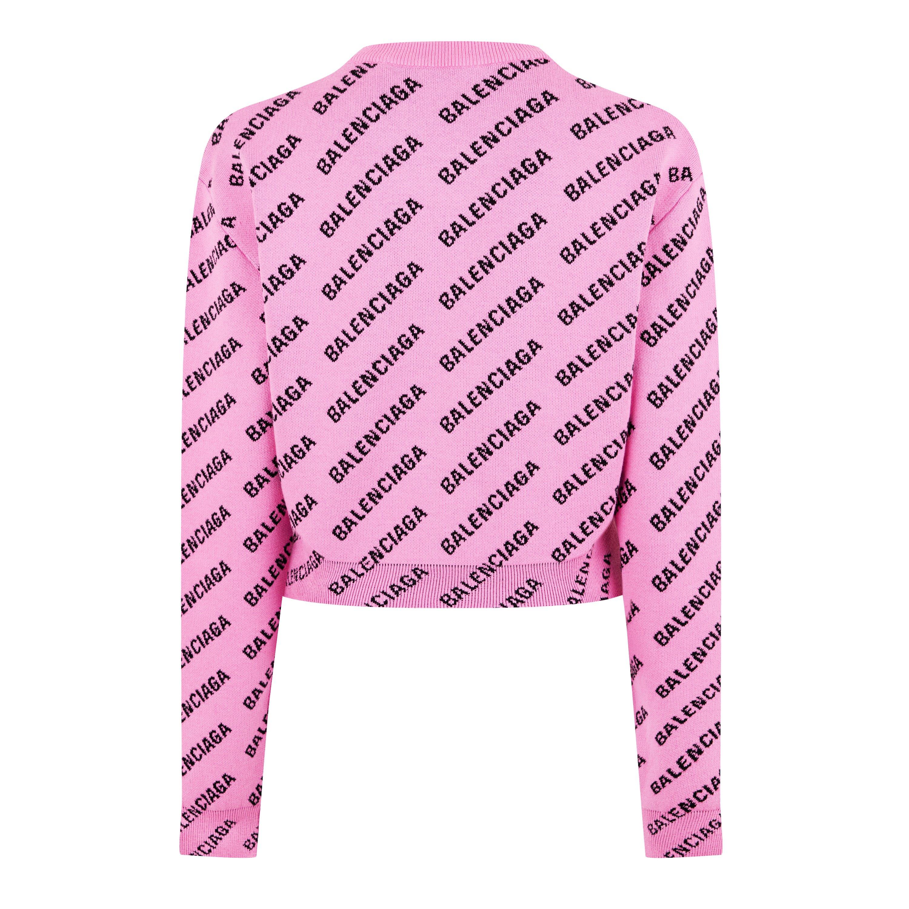 Pink/Black - Balenciaga - Logo Jacquard Cotton-Blend Crewneck Jumper - 6