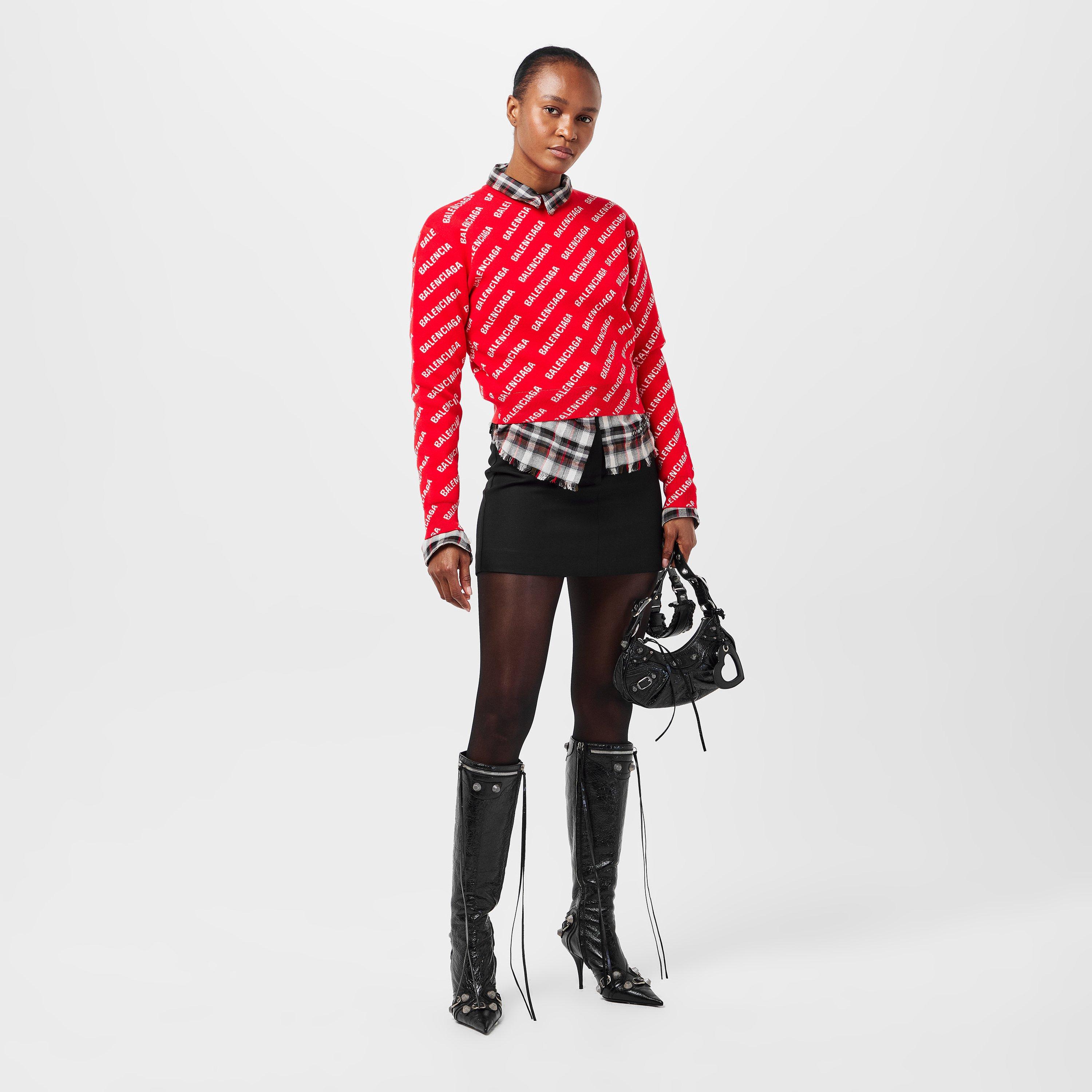 Red/White - Balenciaga - Logo Jacquard Cotton-Blend Crewneck Jumper - 6