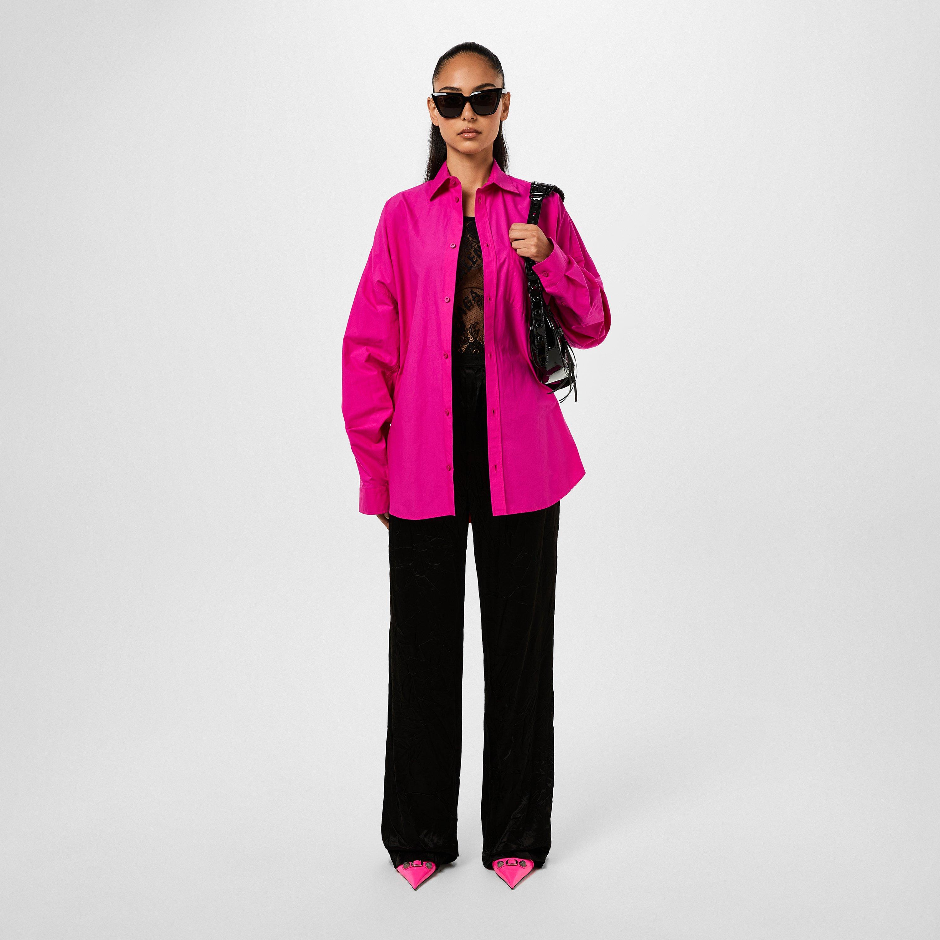 Pink/Black - Balenciaga - Logo Long Sleeve Shirt - 4