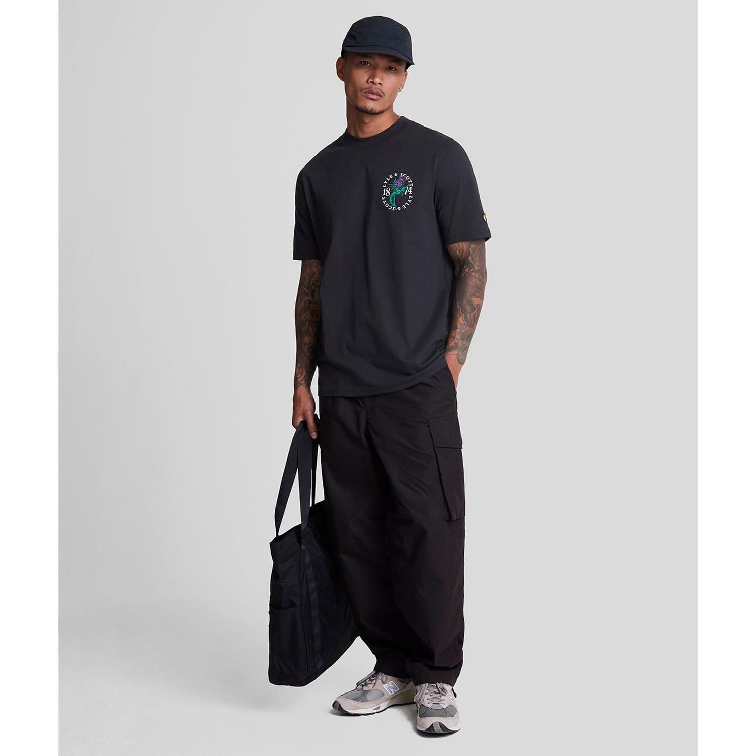 Black - Lyle and Scott - Thistle Flora Print T-Shirt - 2