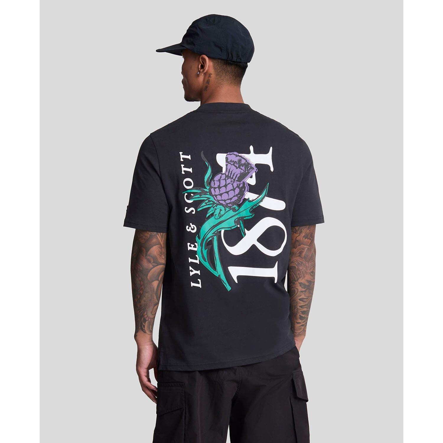 Black - Lyle and Scott - Thistle Flora Print T-Shirt - 3