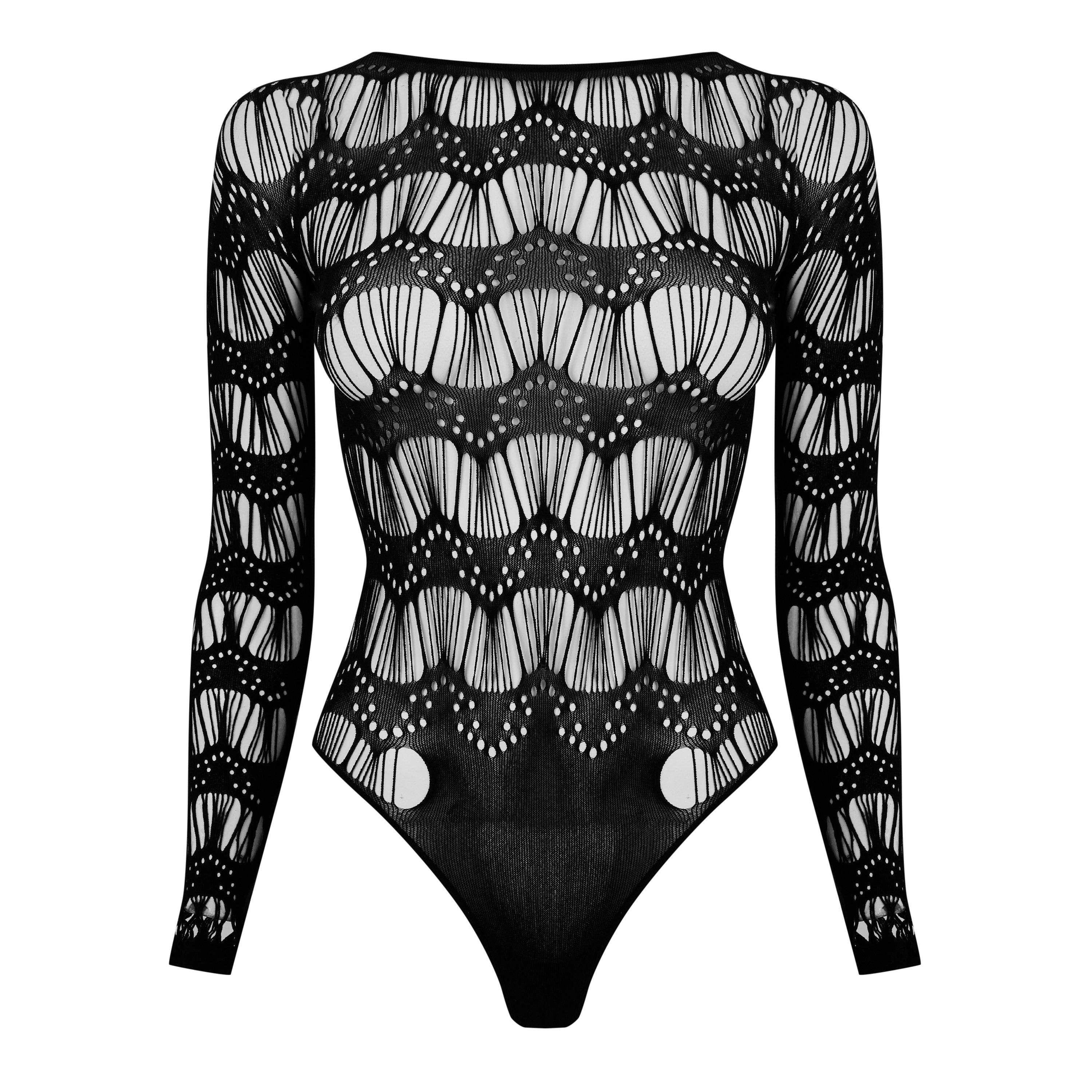 Noir - Saint Laurent - Women's Laddered Bodysuit - 5