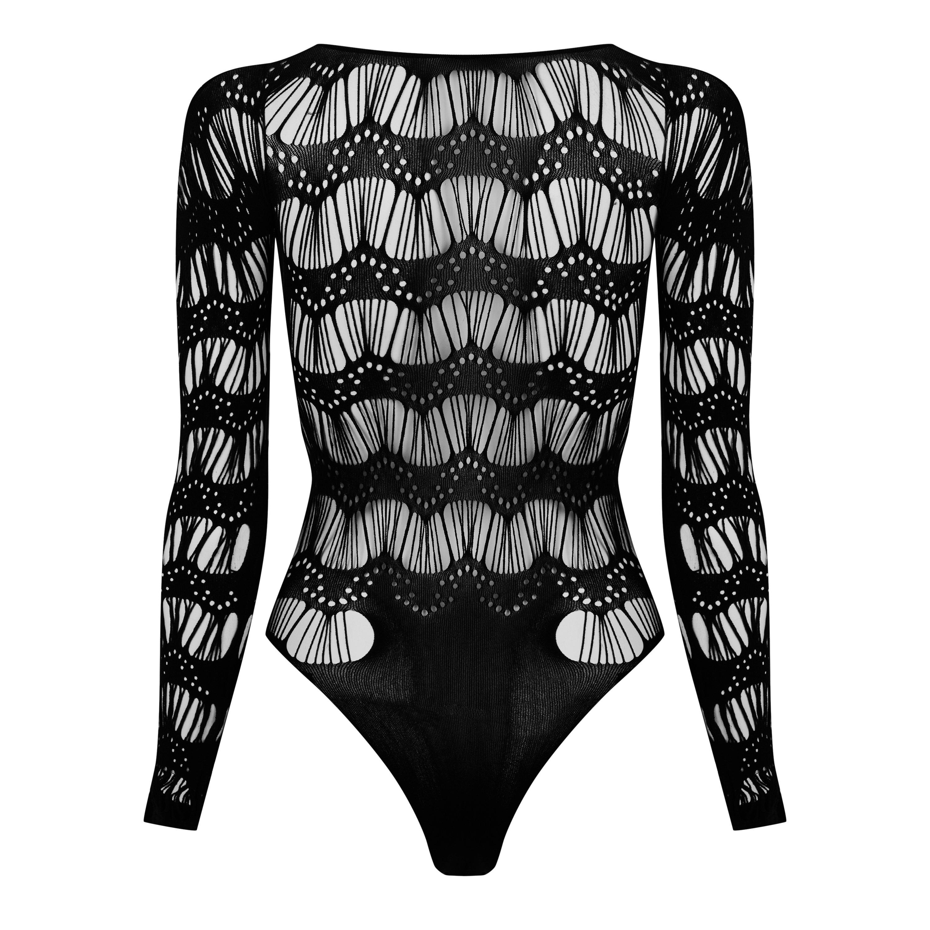 Noir - Saint Laurent - Women's Laddered Bodysuit - 6