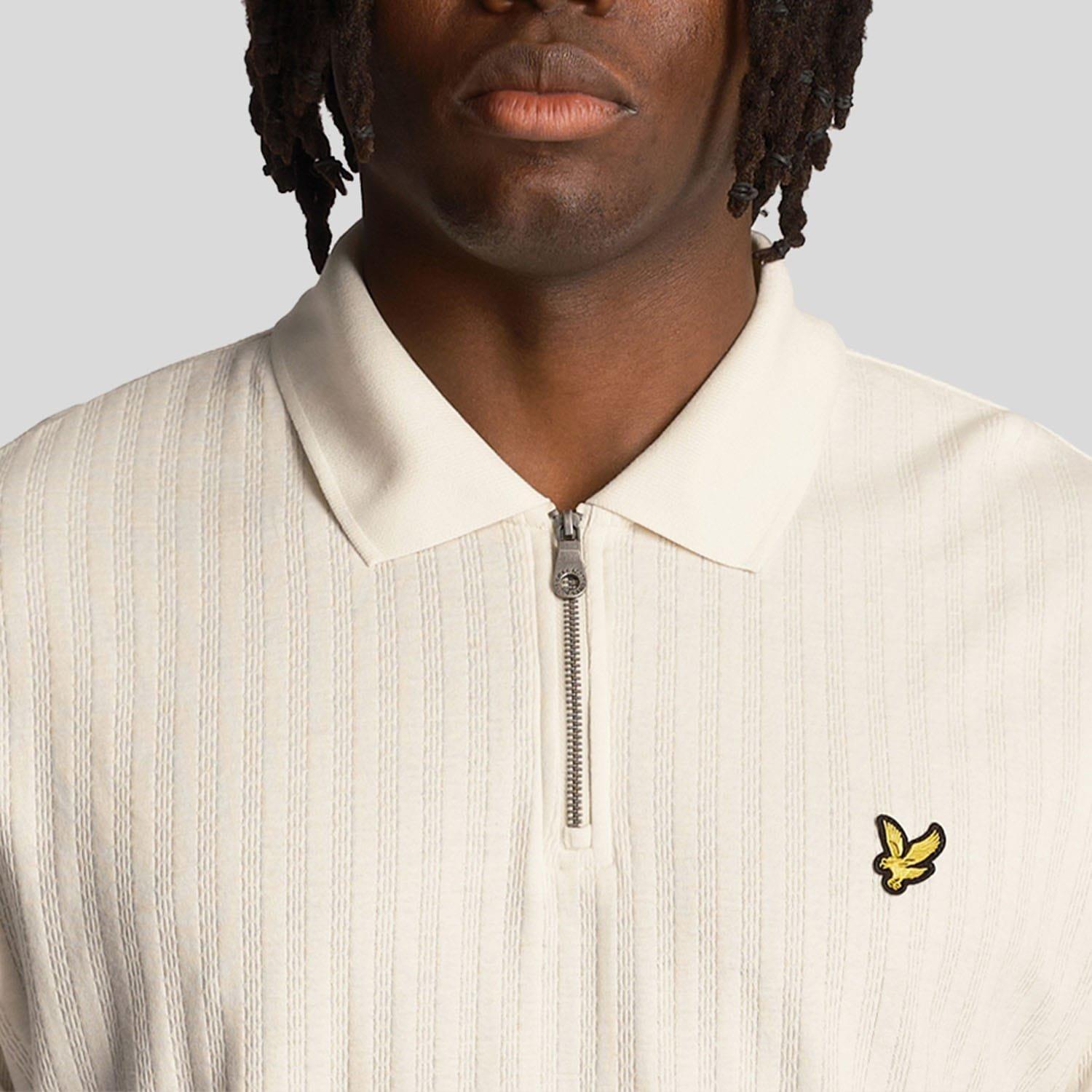 White - Lyle and Scott - Textured Stripe Polo Shirt - 4