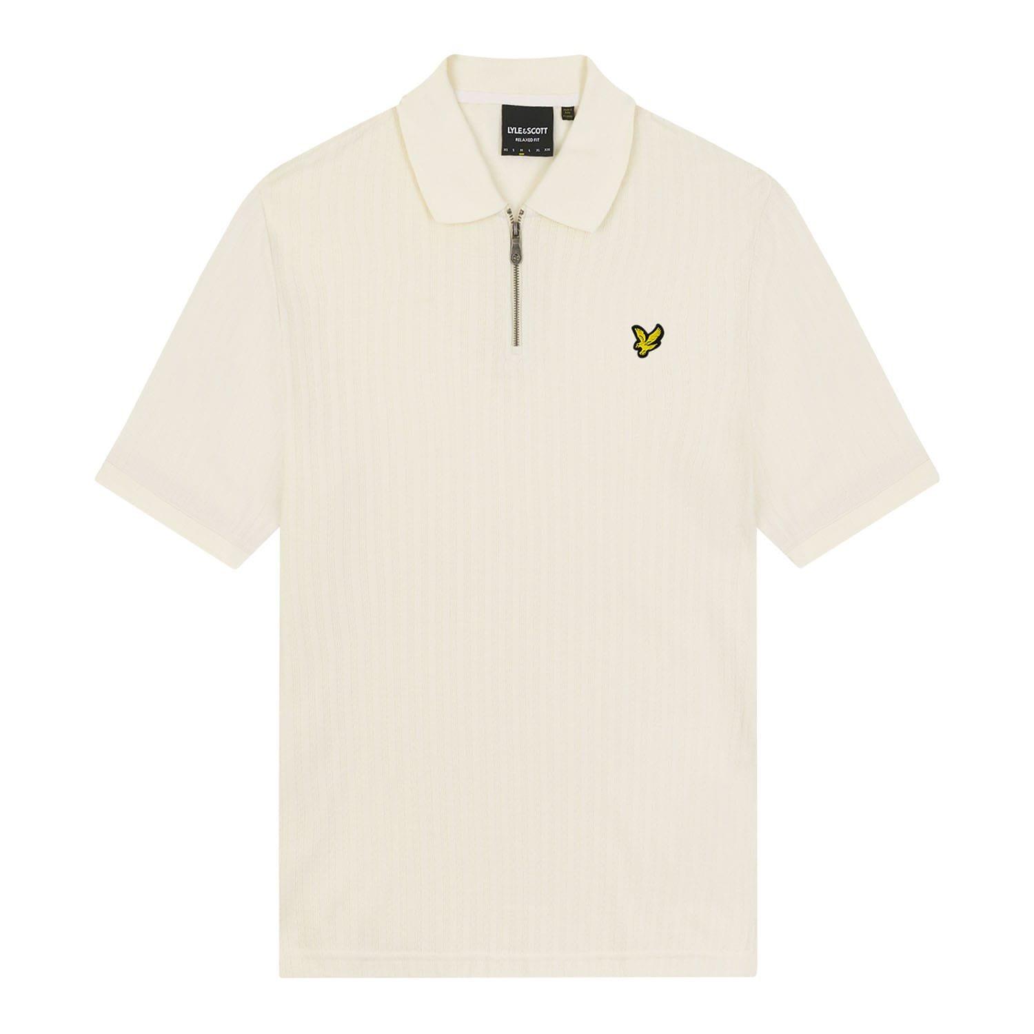 White - Lyle and Scott - Textured Stripe Polo Shirt - 5