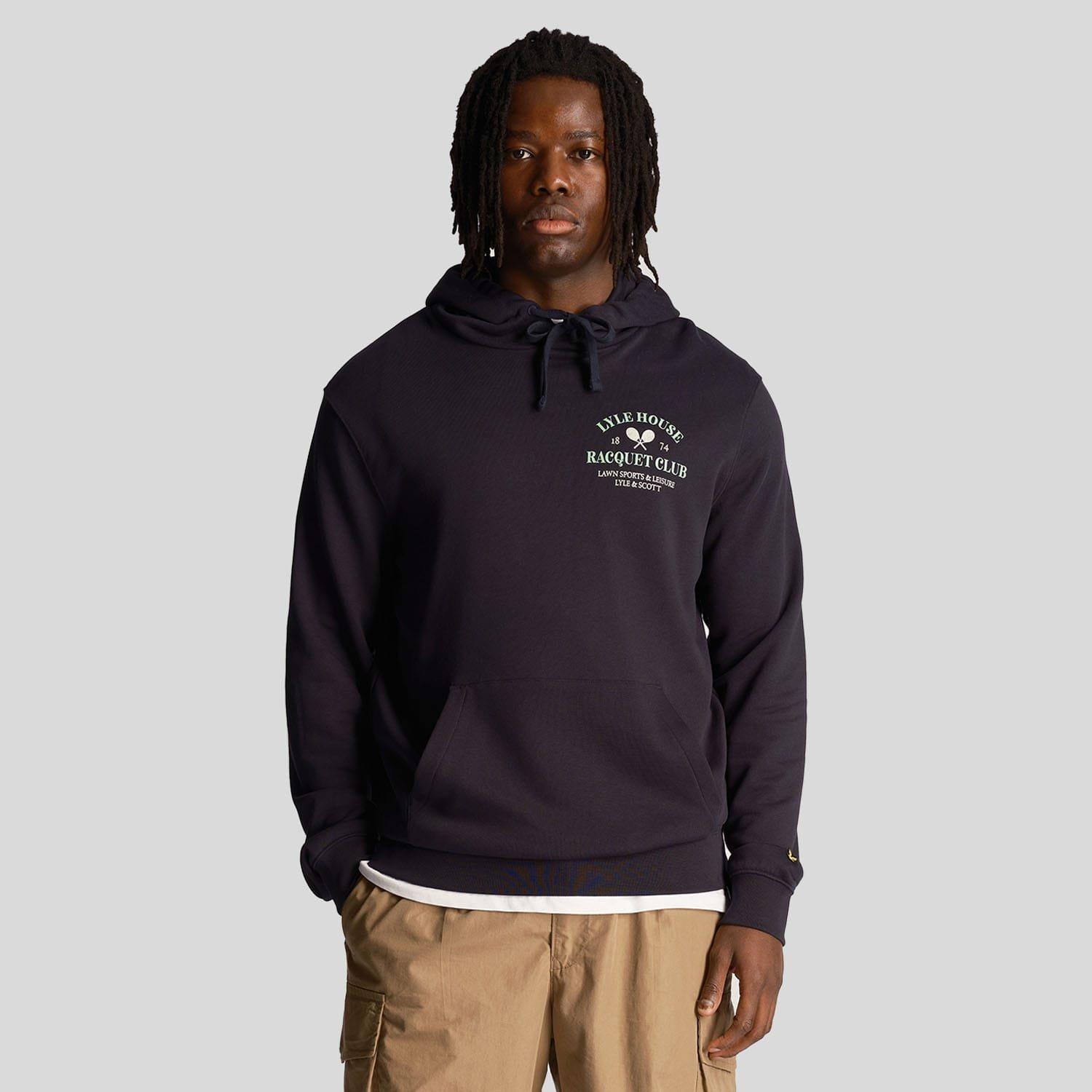 Navy - Lyle and Scott - Racquet Club Graphic Hoodie - 1