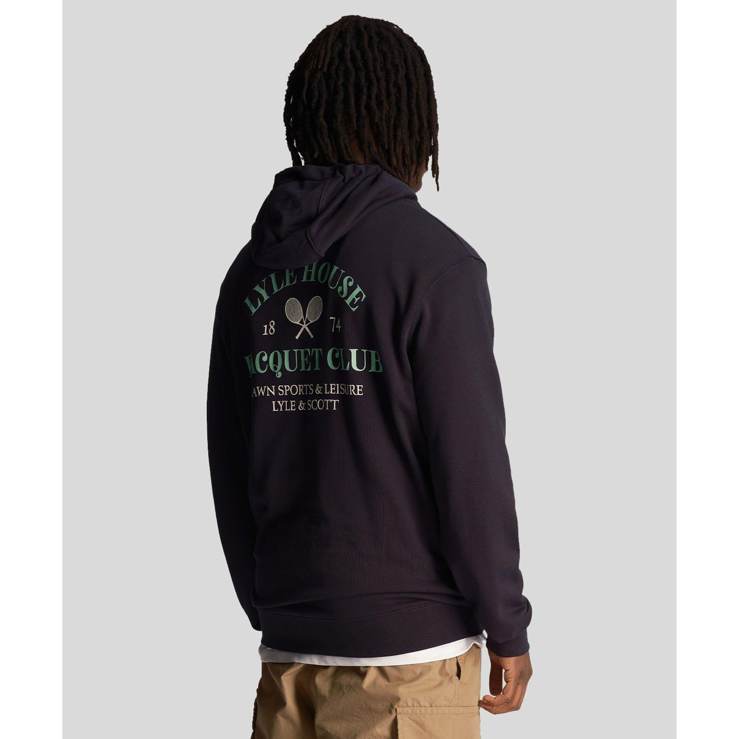 Navy - Lyle and Scott - Racquet Club Graphic Hoodie - 3