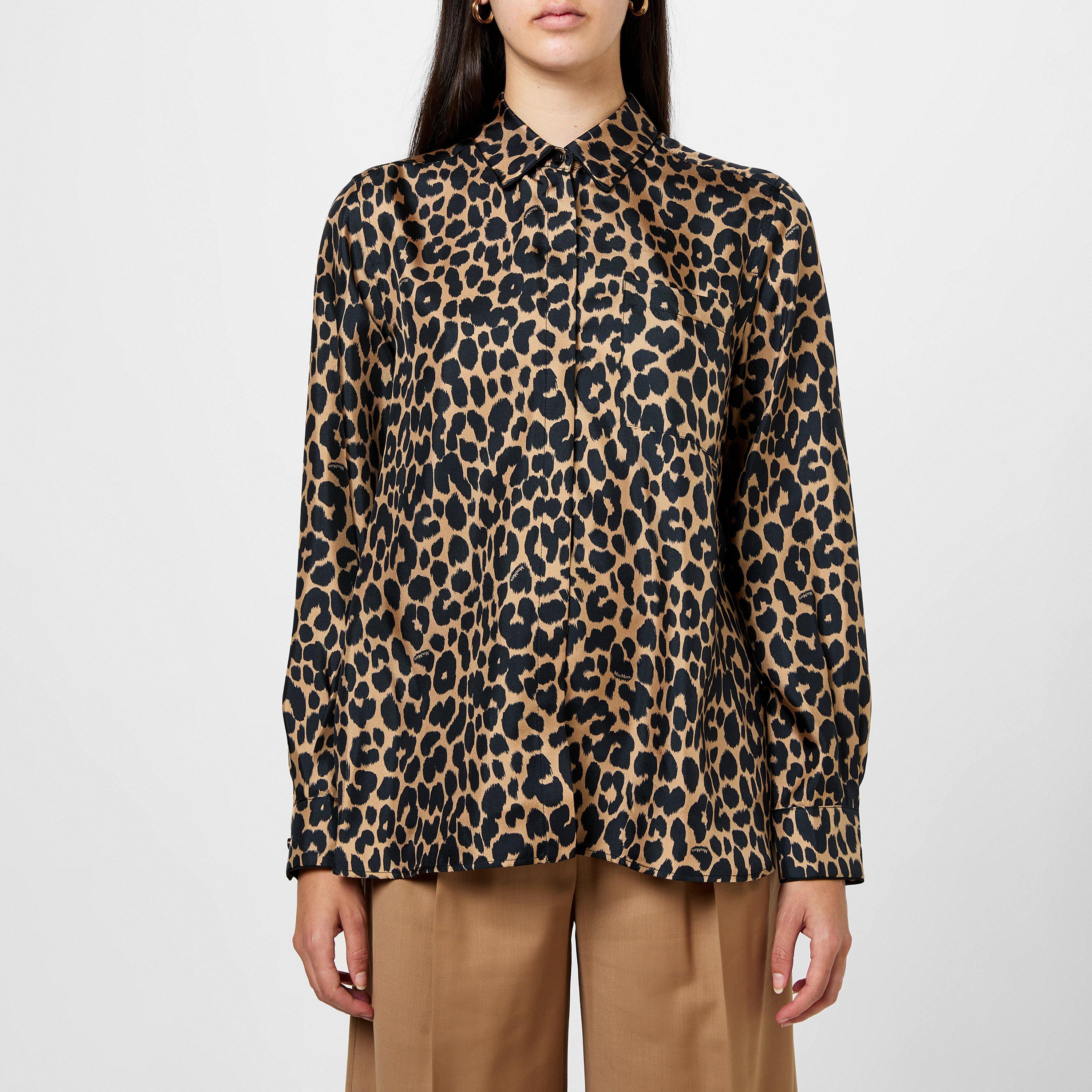 Max Mara Women's Etna Long Sleeve Patterned Shirt - Camel Spotted - Size UK 6