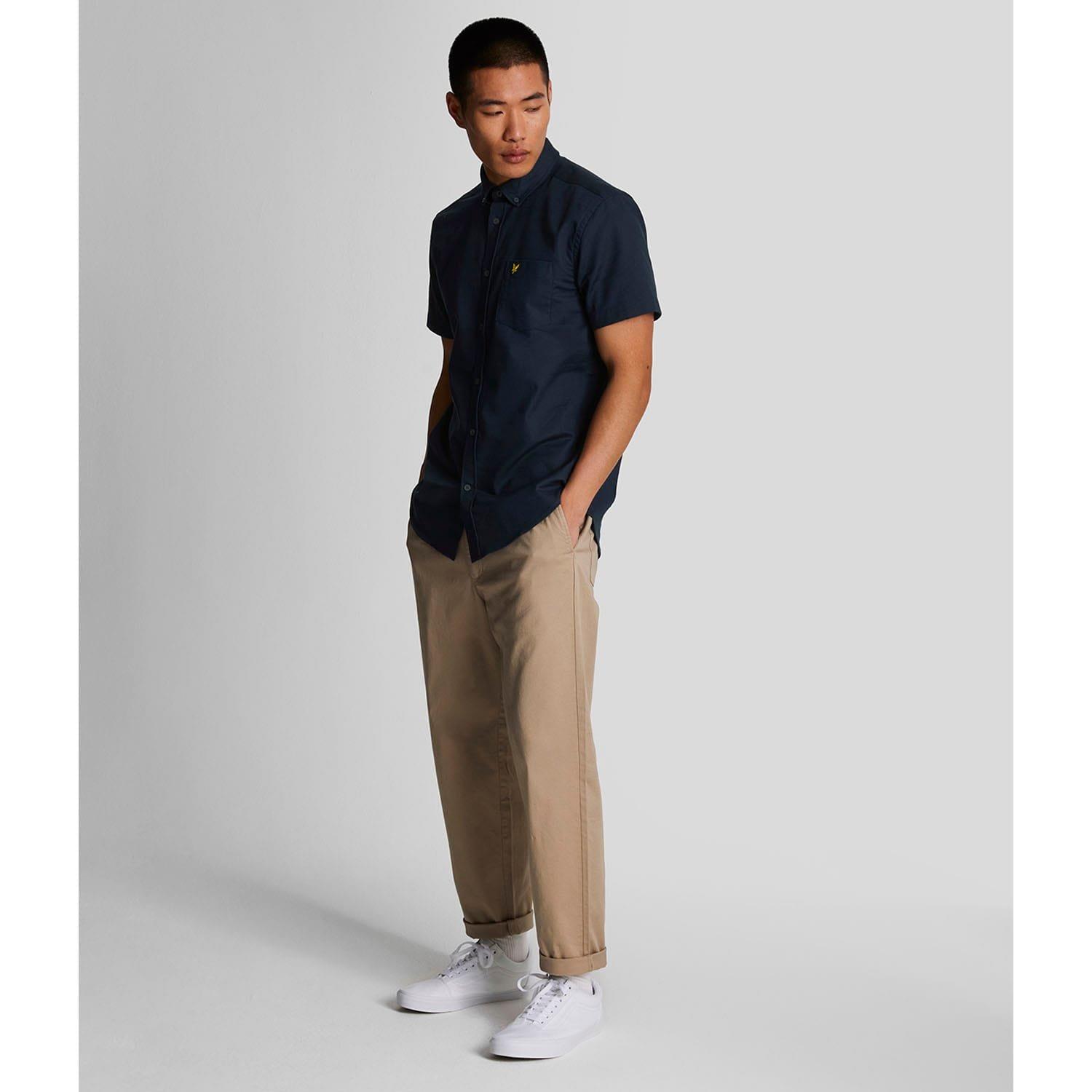 Navy - Lyle and Scott - Cotton Slub Short Sleeve Shirt - 2