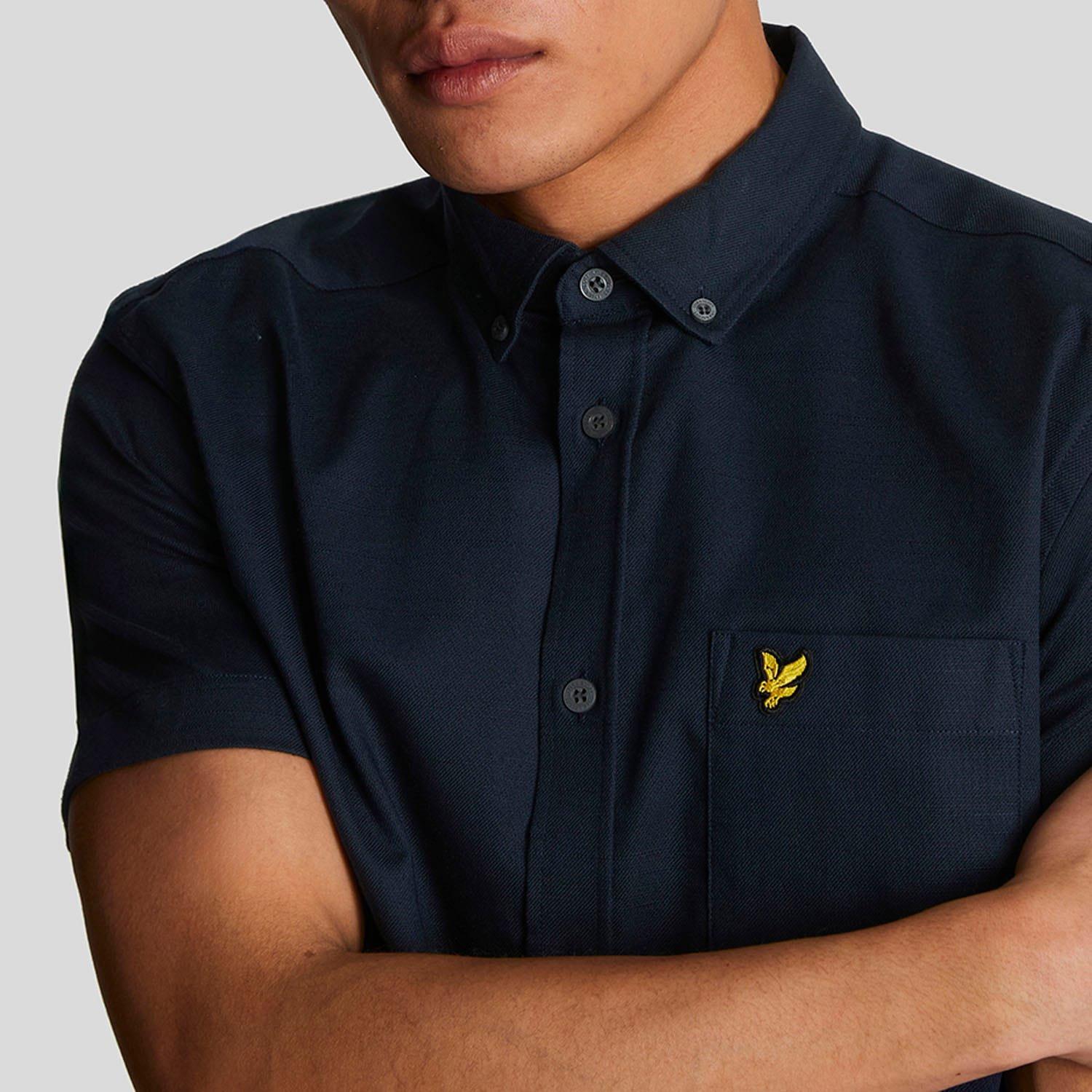 Navy - Lyle and Scott - Cotton Slub Short Sleeve Shirt - 4