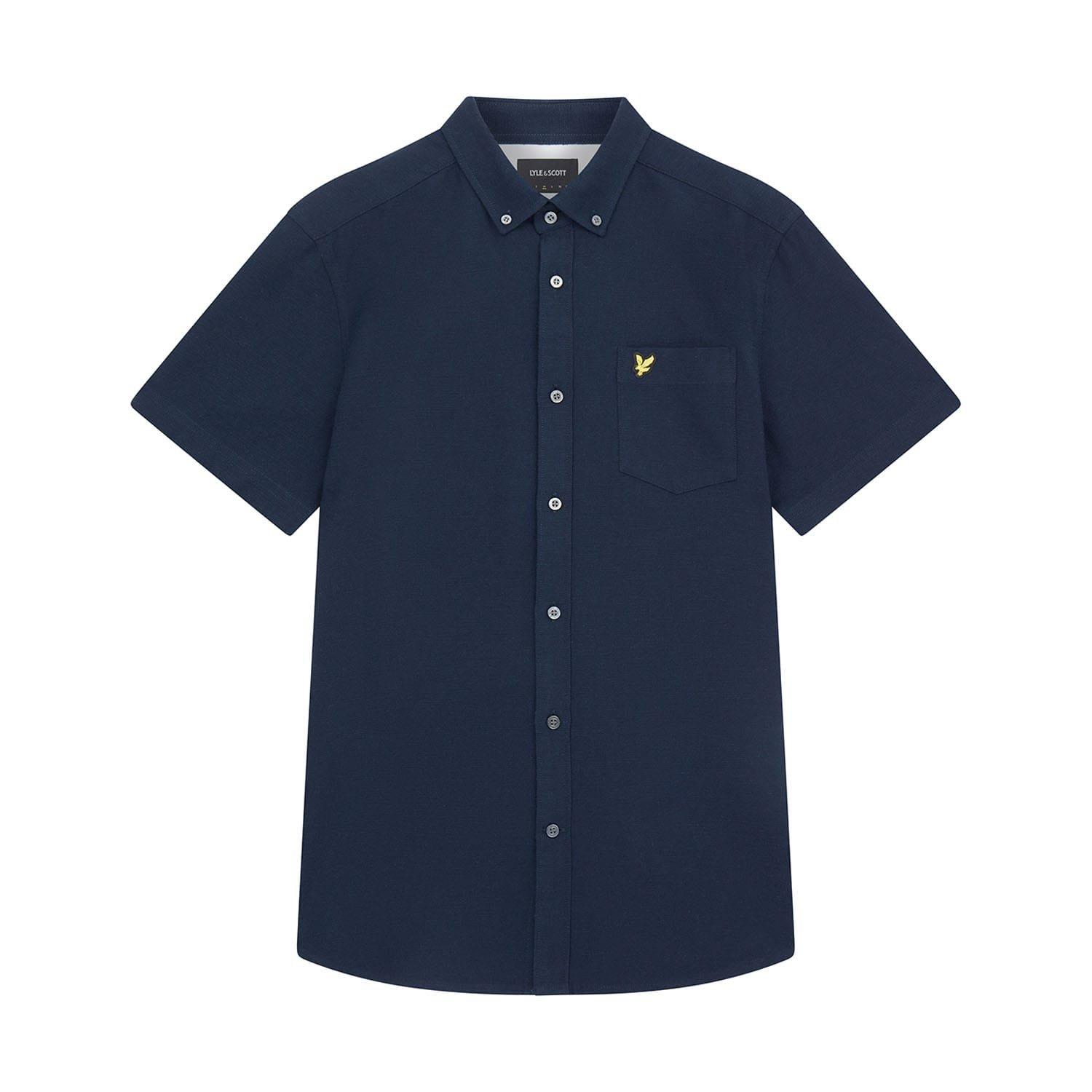 Navy - Lyle and Scott - Cotton Slub Short Sleeve Shirt - 5