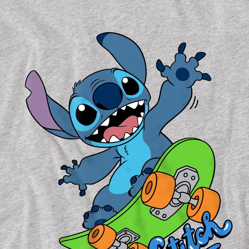 Light Grey - Disney - Lilo&Stitch Skateboard Boys T-Shirt Athletic Heat - 2