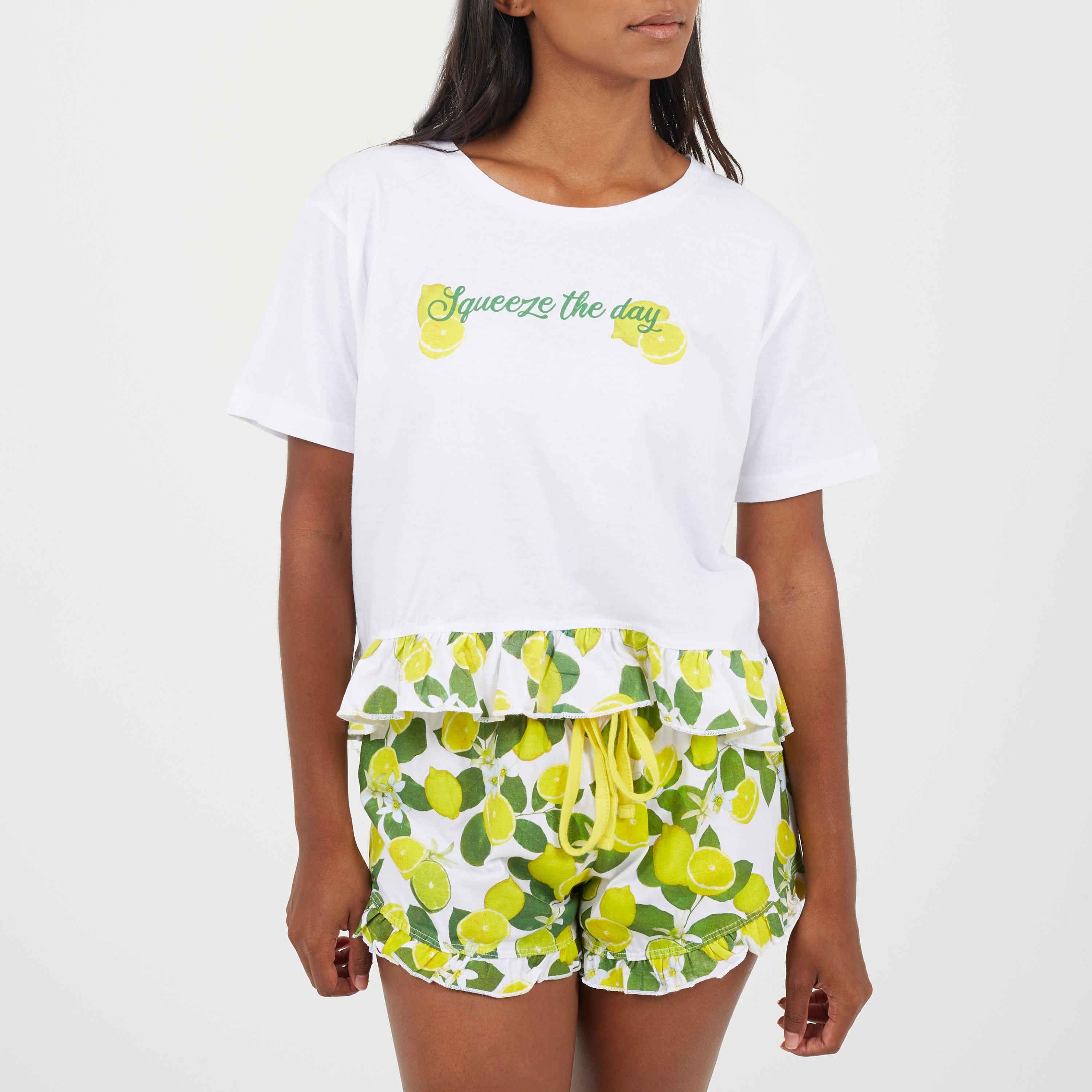 Lemon/Lime - Brave Soul - Women's Short Sleeve Pyjama Set - 1