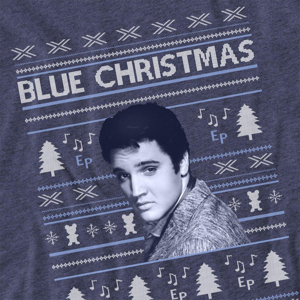 Navy - Elvis Presley - Elvis Blue Ugly Christmas Fair Isle T-Shirt Navy - 2