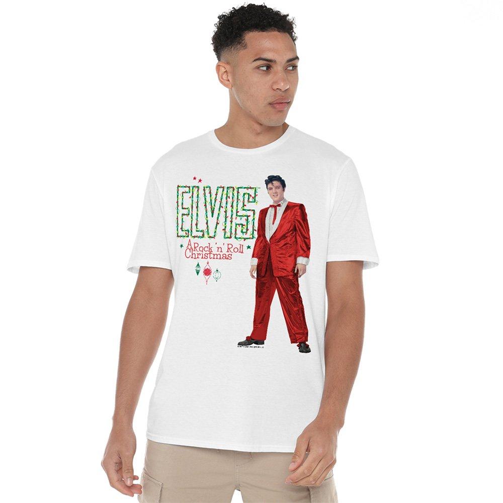 White - Elvis Presley - Elvis Holiday Lights T-Shirt White - 1