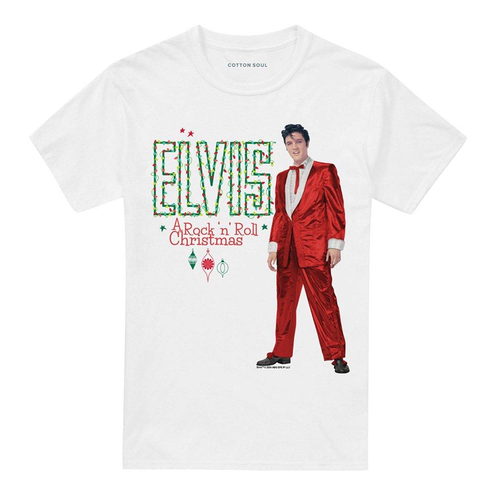White - Elvis Presley - Elvis Holiday Lights T-Shirt White - 4