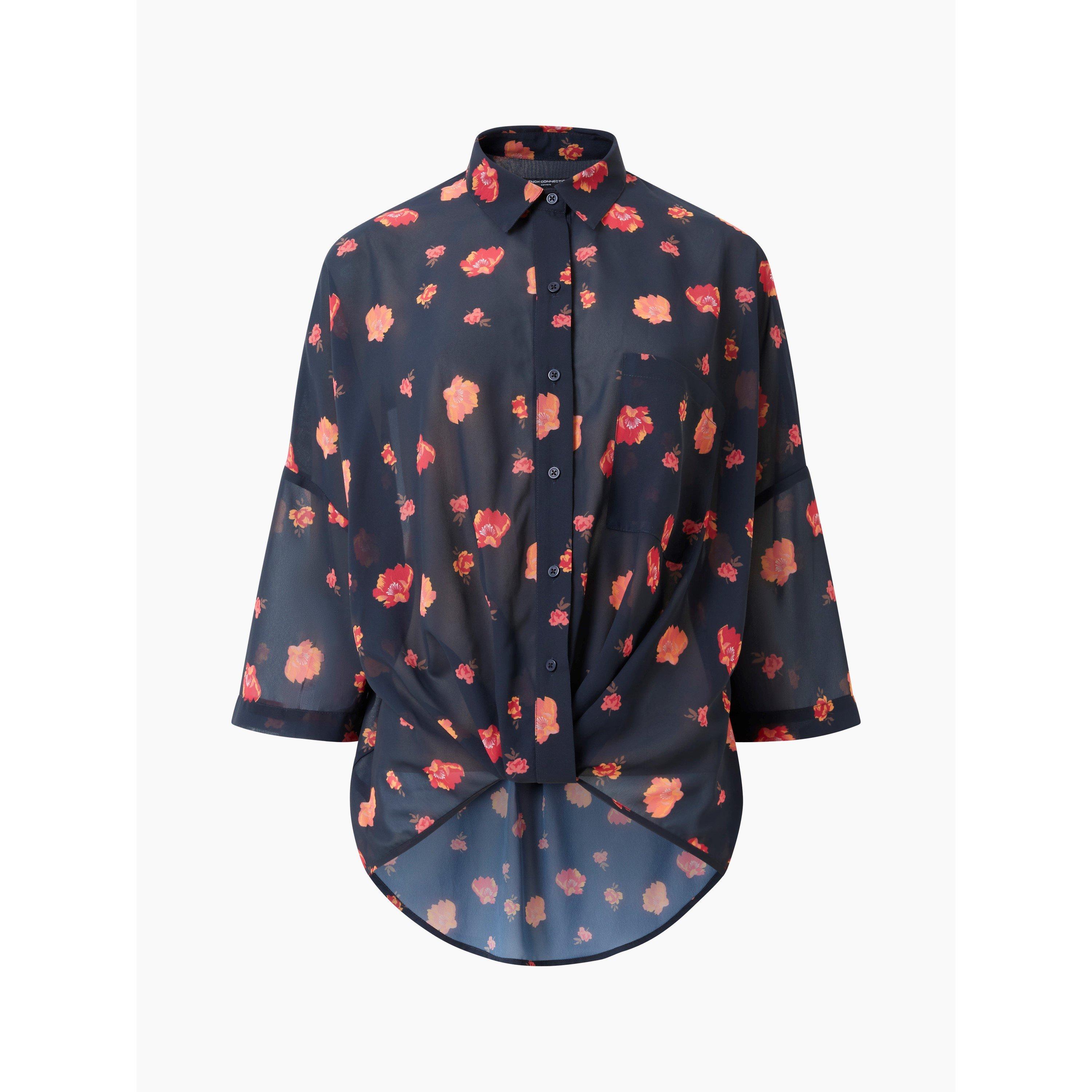 Marine Multi - French Connection - Women's Ella Long-Sleeve Patterned Shirt - 5