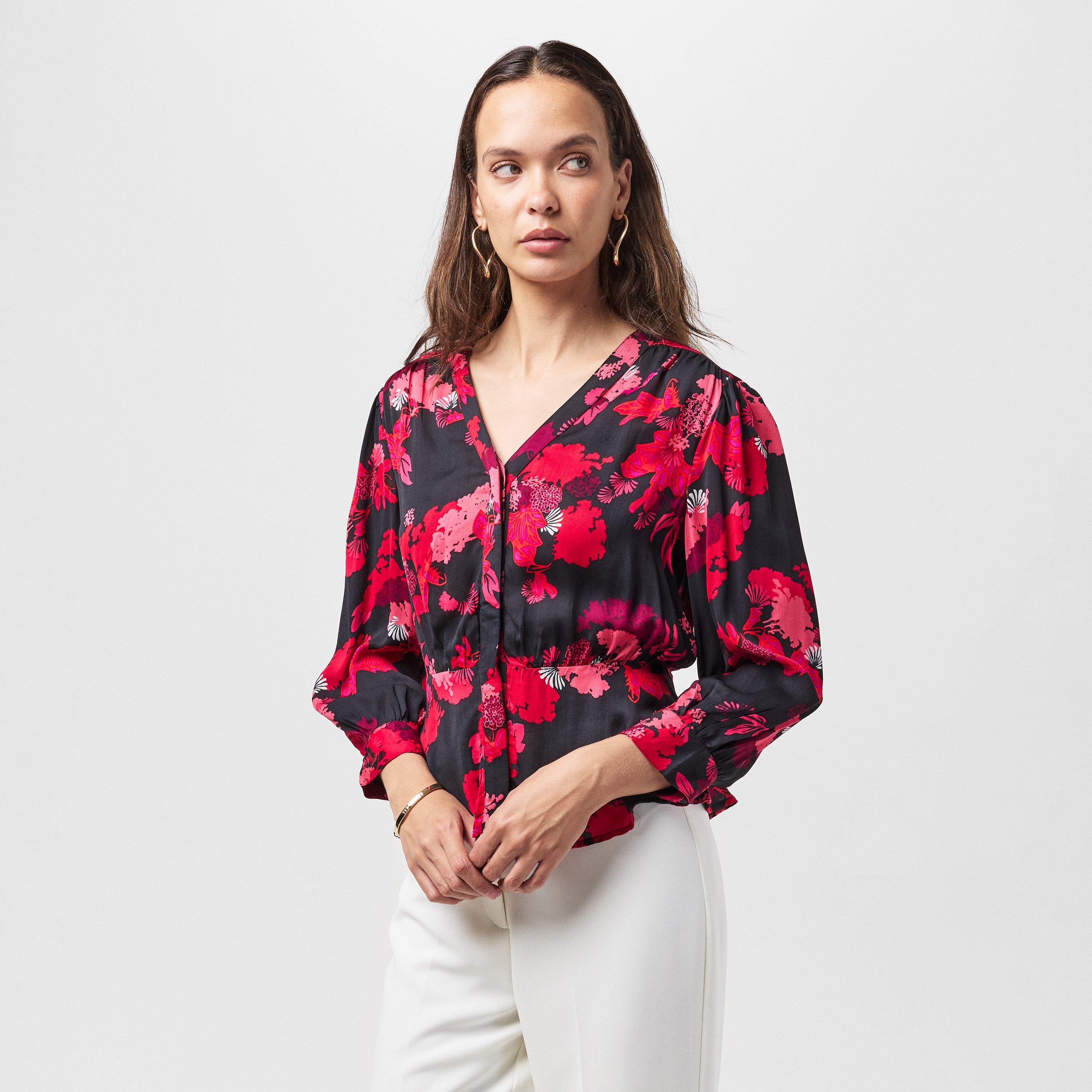 Blackout Multi - French Connection - Women's Chiara Balloon Sleeve Long Patterned Shirt - 3