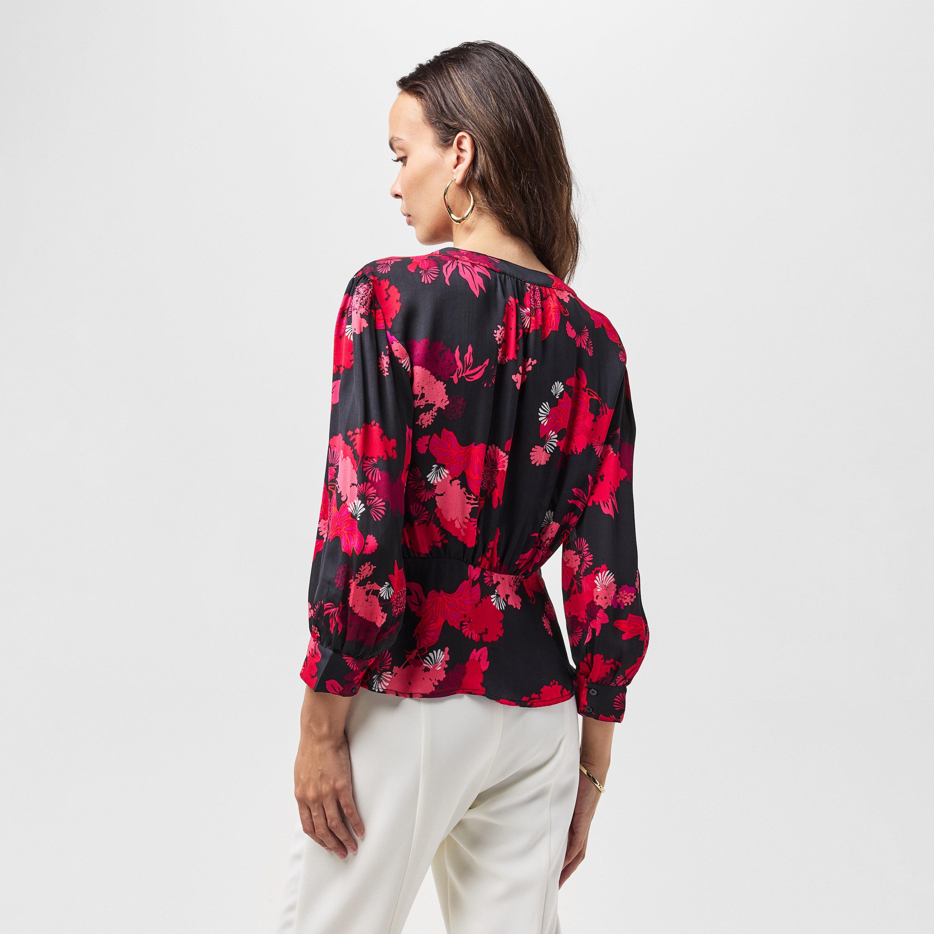 Blackout Multi - French Connection - Women's Chiara Balloon Sleeve Long Patterned Shirt - 4